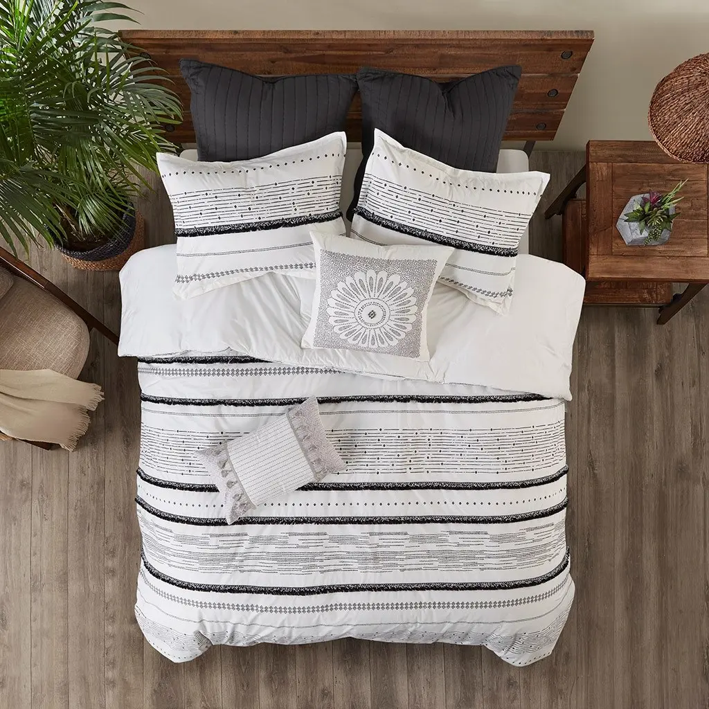 Nea White and Black King 3-Piece Comforter Set-3