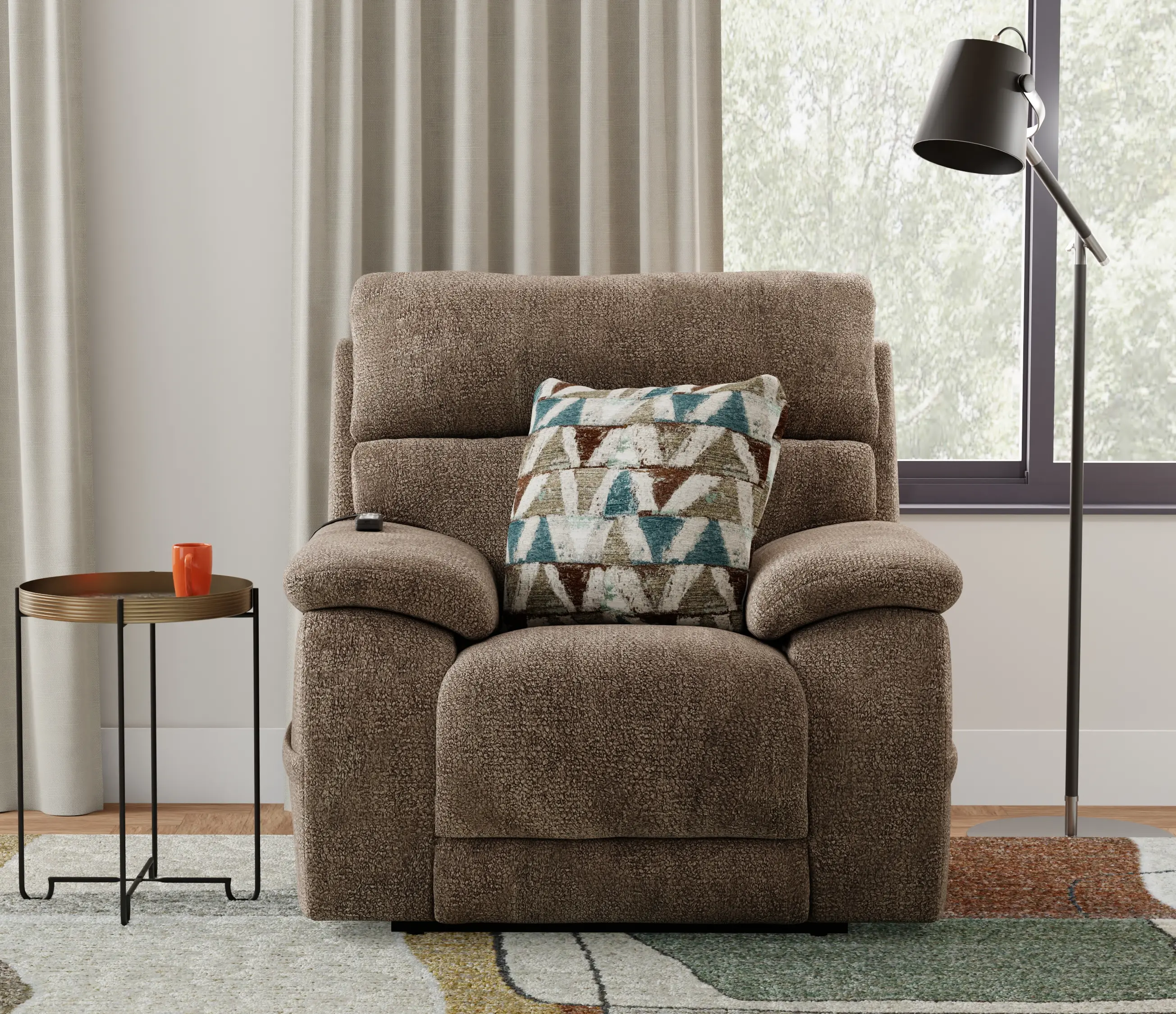 7628207/1963-19 Joya Mushroom Tan Power Recliner with Heat and Massage-1