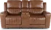 Pierce Caramel Brown Power Reclining Loveseat with Console