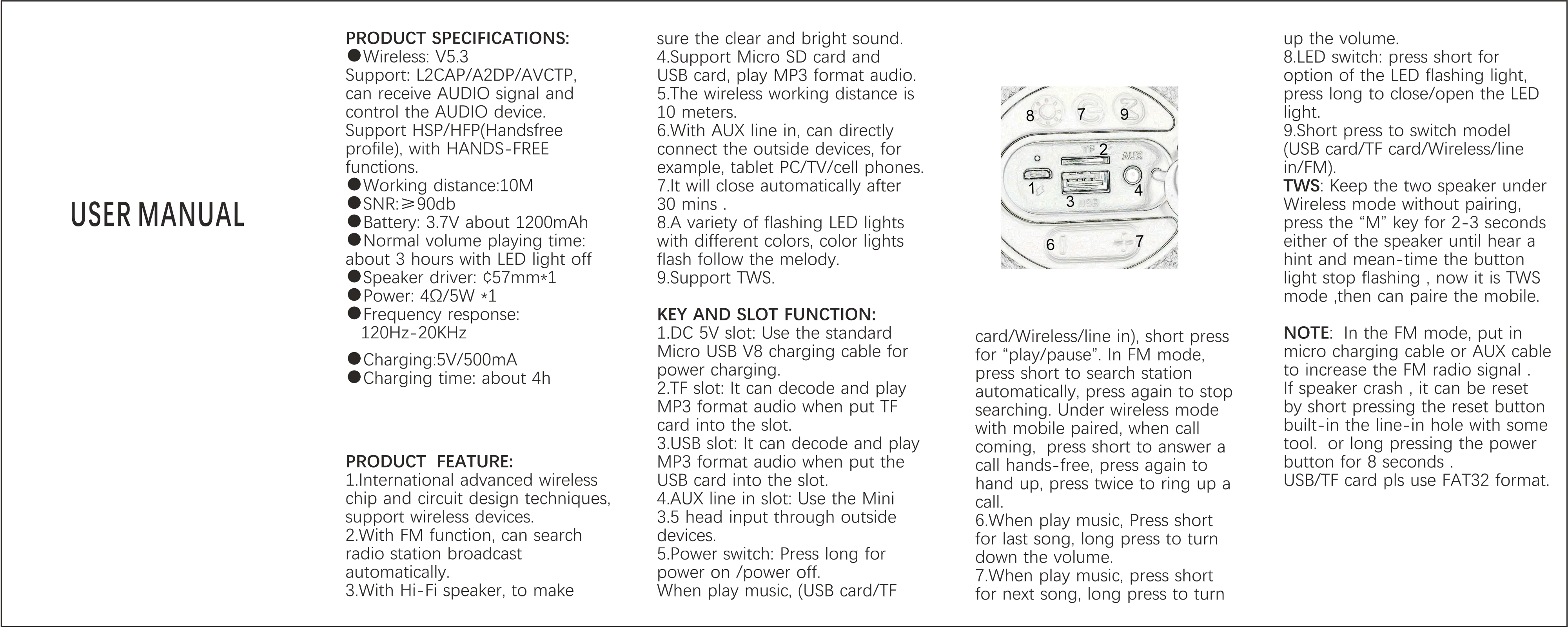 4.5 Inch White Mini Bluetooth Speaker-6