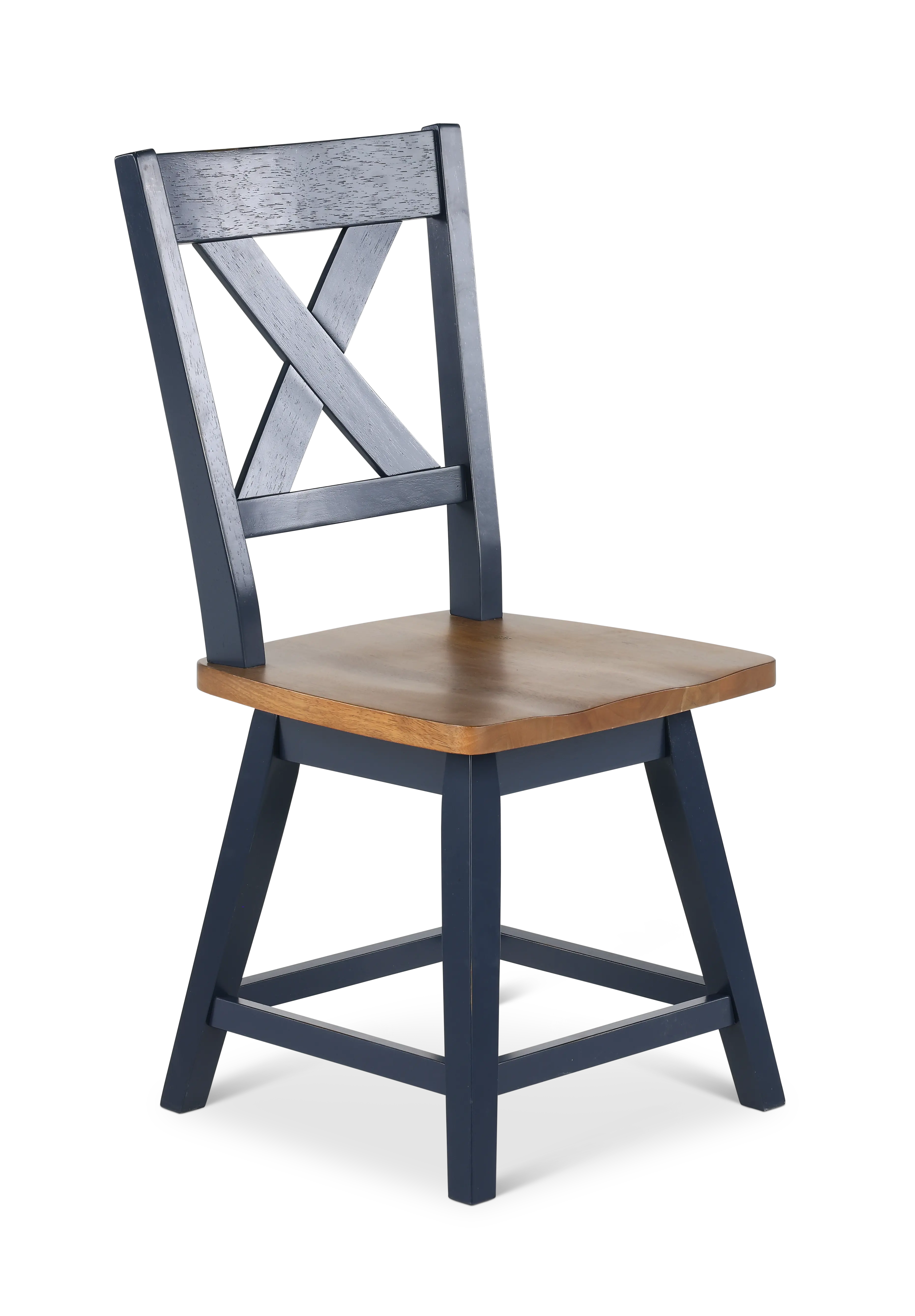 Carmen Oak and Blue Swivel Dining Chair-1
