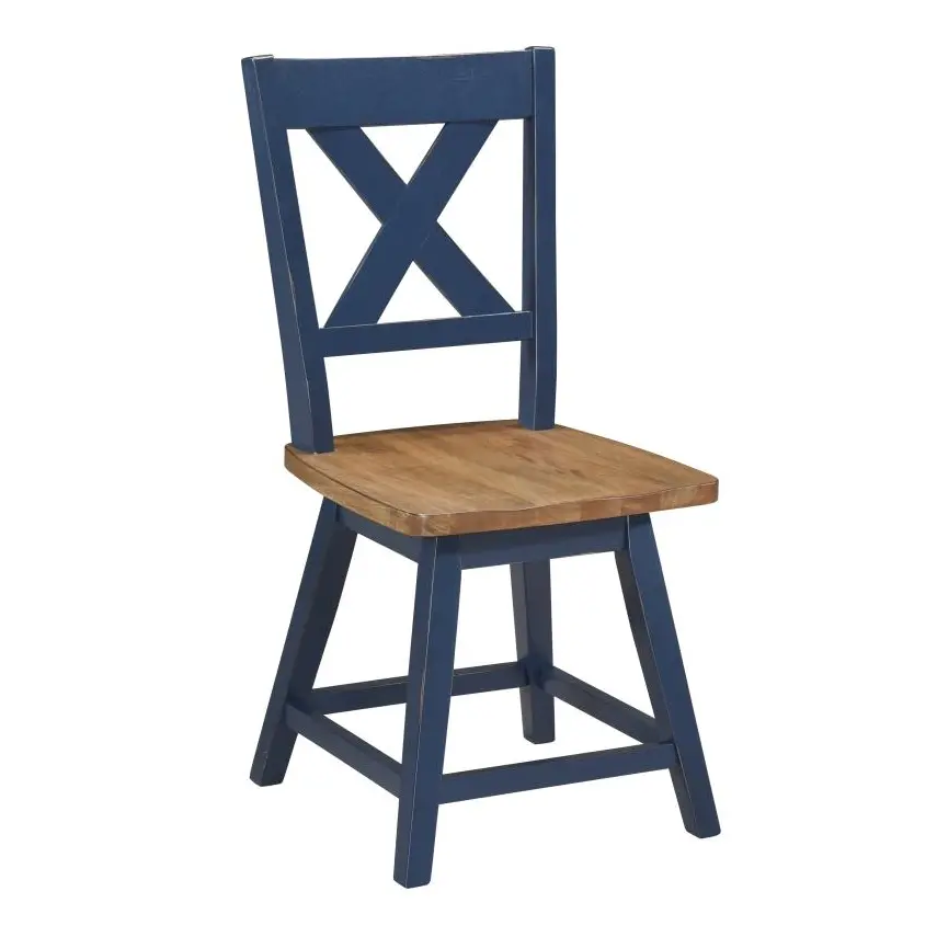 Carmen Oak and Blue Swivel Dining Chair-5