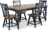 Carmen Oak and Blue 5 Piece Dining Set