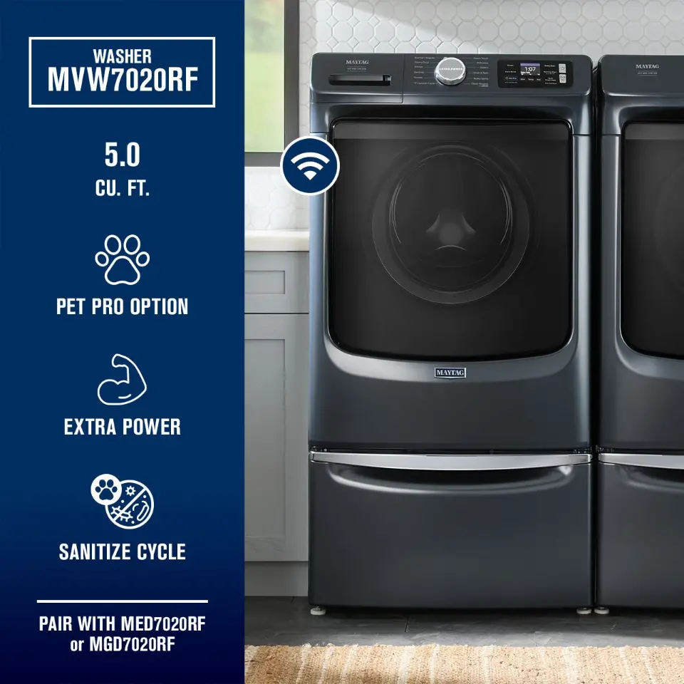 MFW7020RF Maytag 5.0 Cu Ft Smart Pet Pro Front Load Washer - Midnight Steel-7
