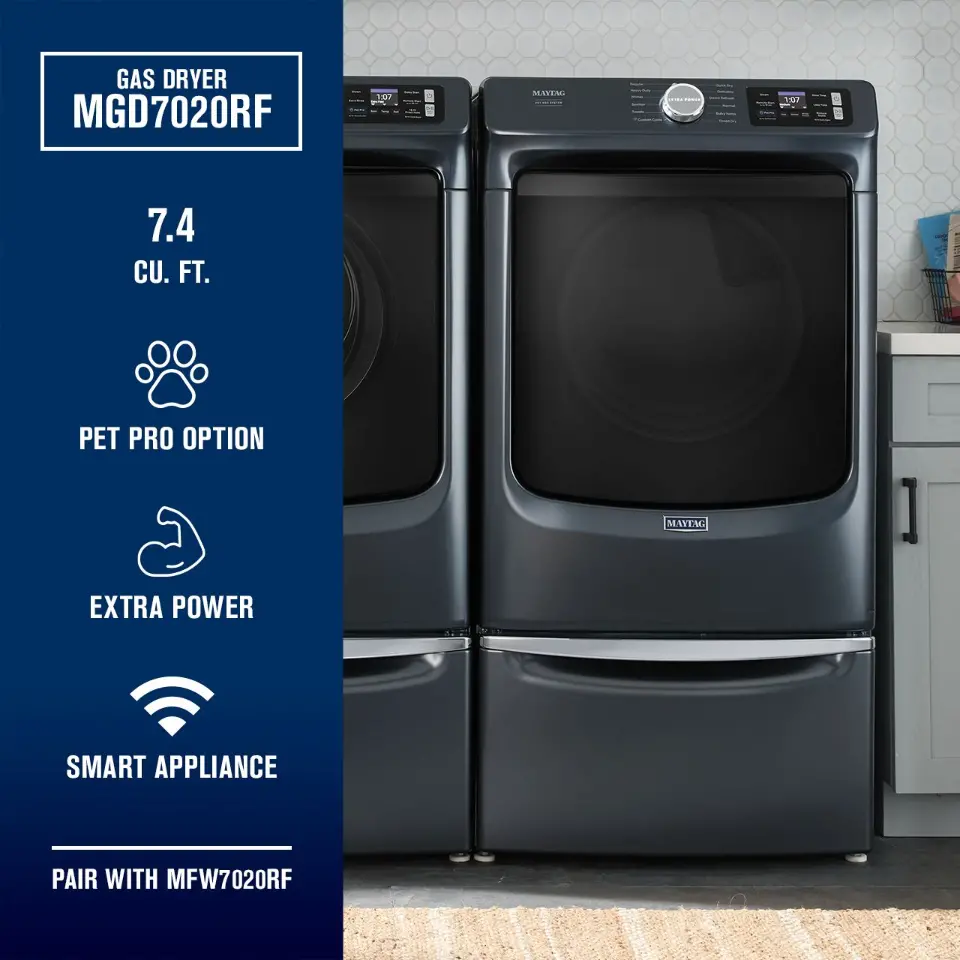 MGD7020RF Maytag 7.4 Cu Ft Smart Pet Pro Gas Dryer - Midnight Steel-4