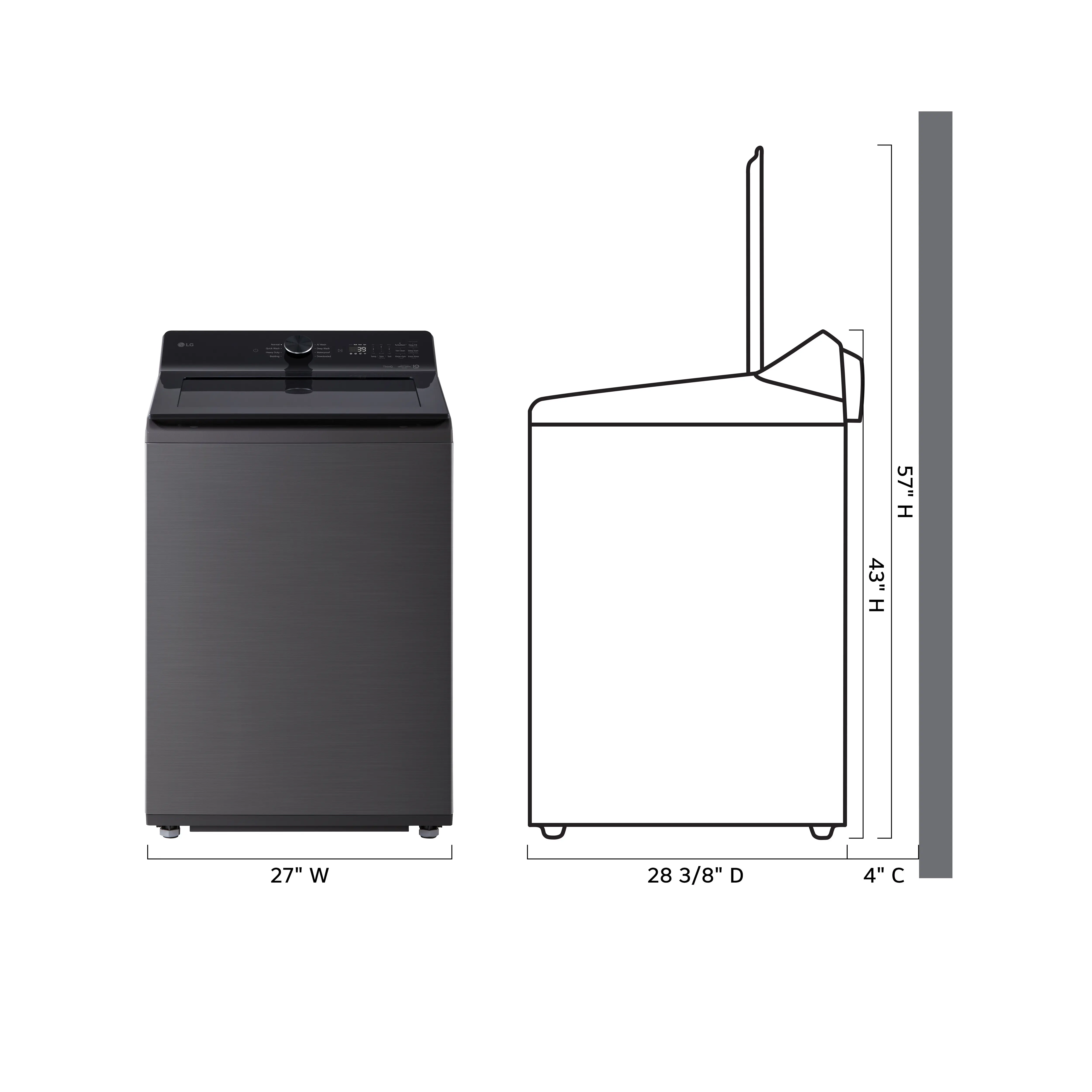 WT8200CL LG 5.0 Cu Ft Top Load Washer with Impeller - Black-3