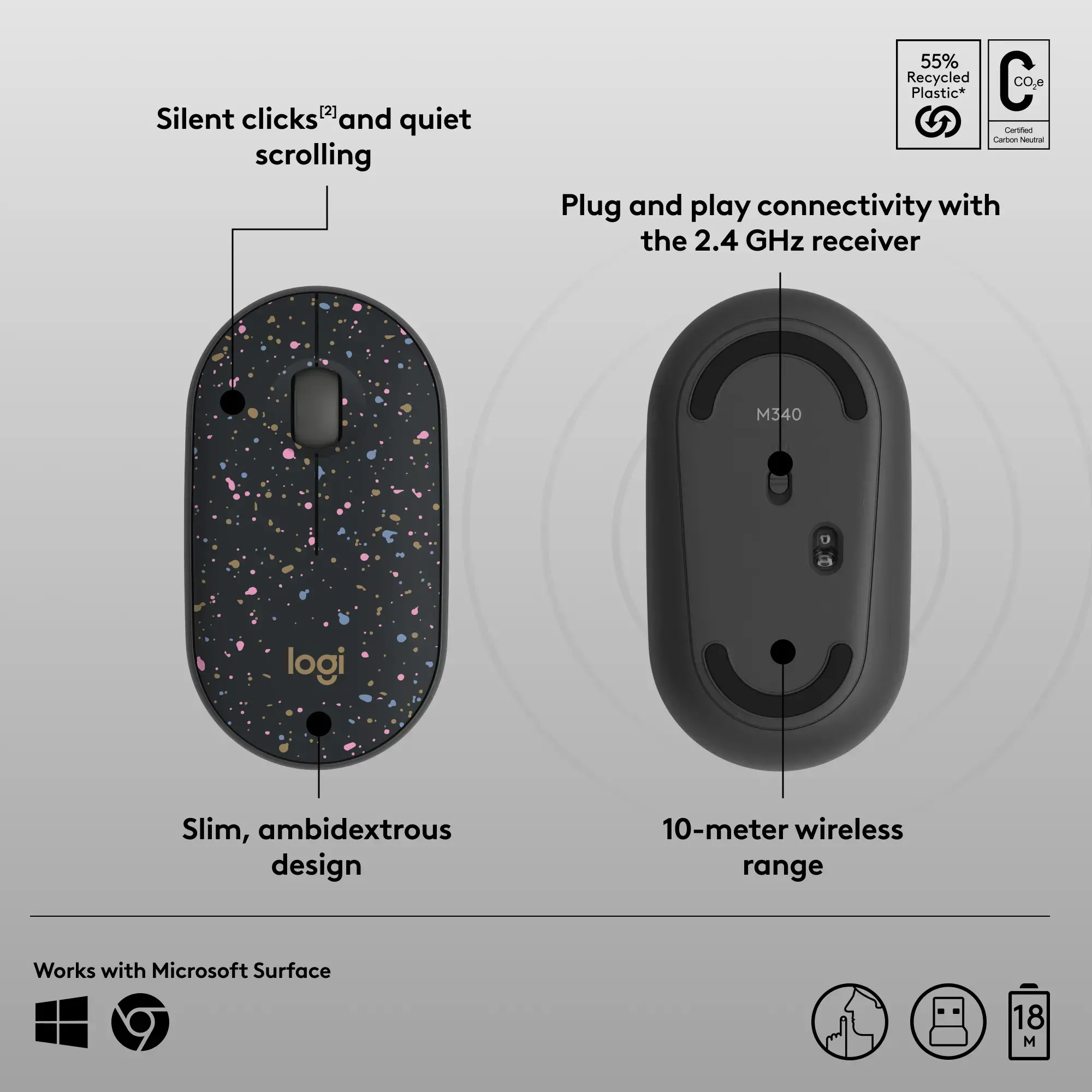Logitech M340 Wireless Mouse - Speckles-3