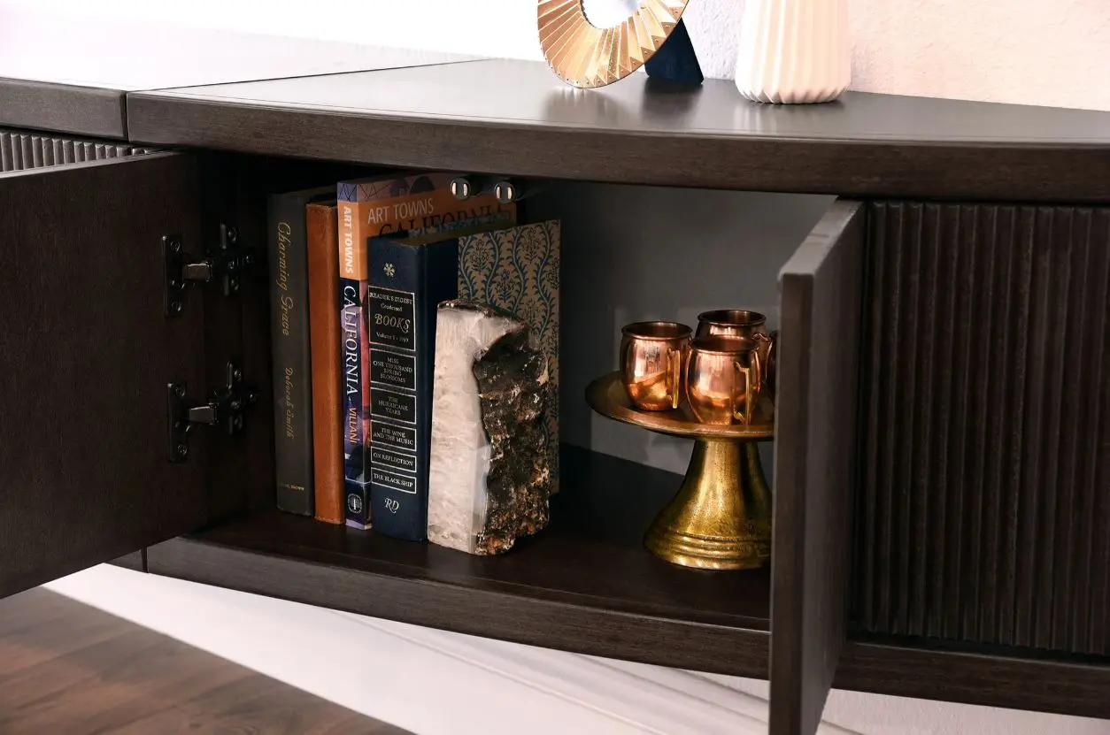 Arc Curved Espresso Wall Mounted TV Stand-4
