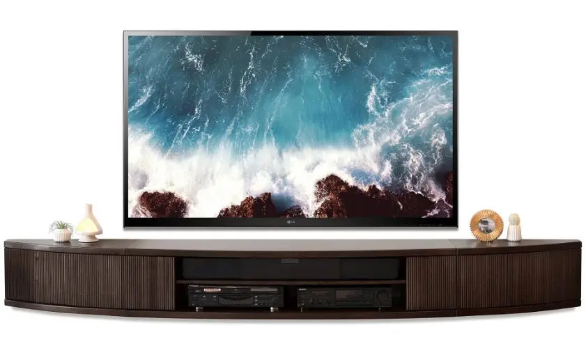 Arc Curved Espresso Wall Mounted TV Stand-1