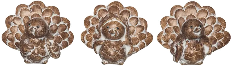Assorted White-Washed Turkey Figurine