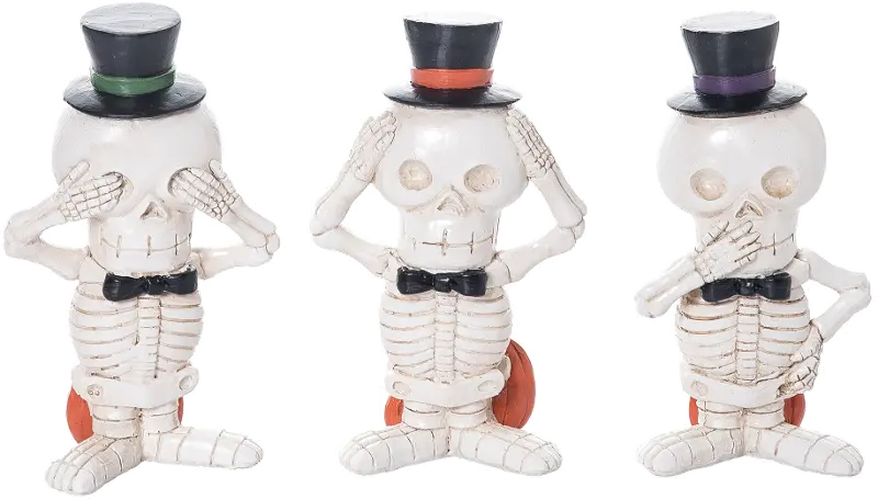 Speak No Evil Skeleton Figure Set of 3