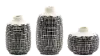 Black and White Terra Cotta Mini Vases, Set of 3