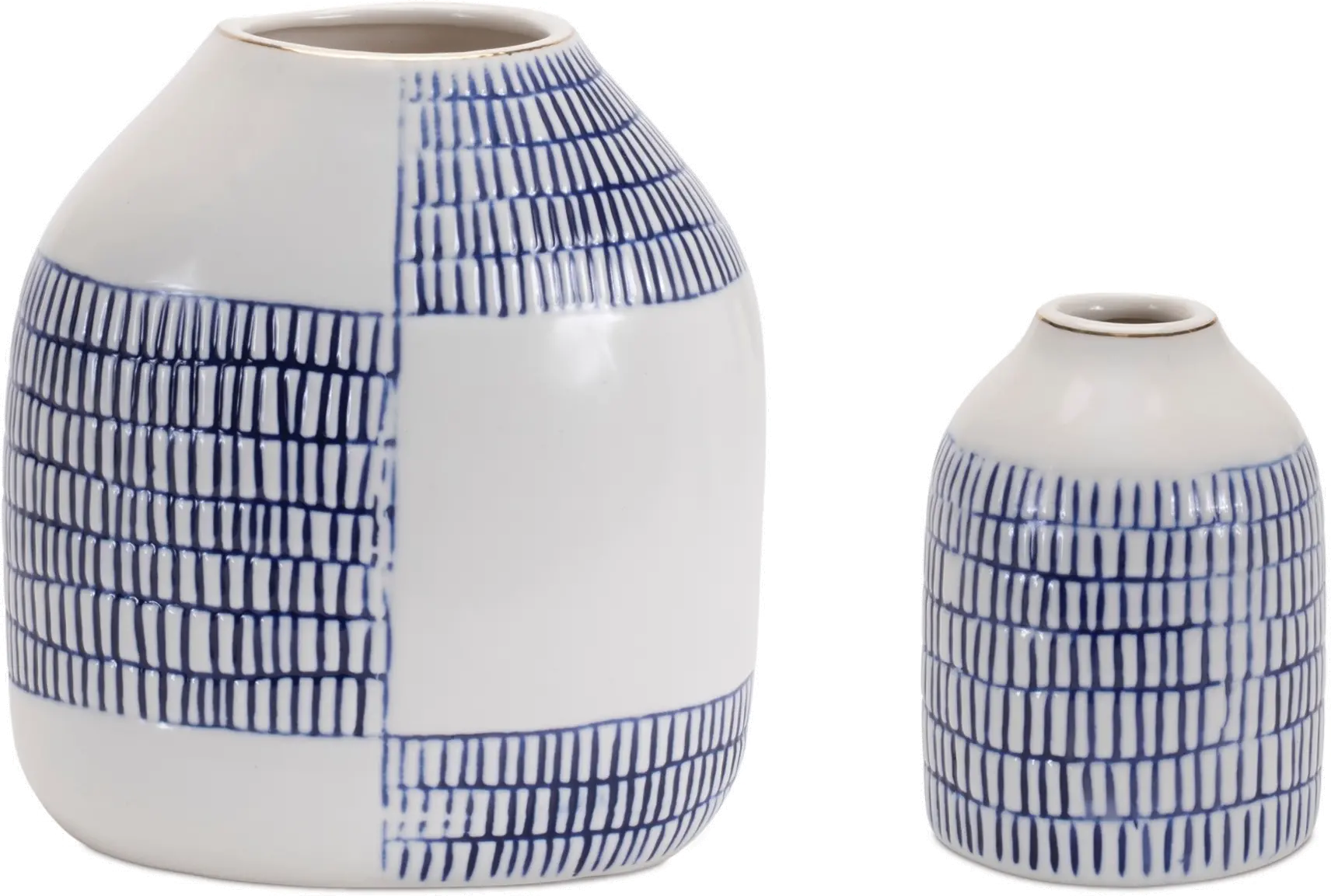White and Blue Ceramic Vases Set of 2-1