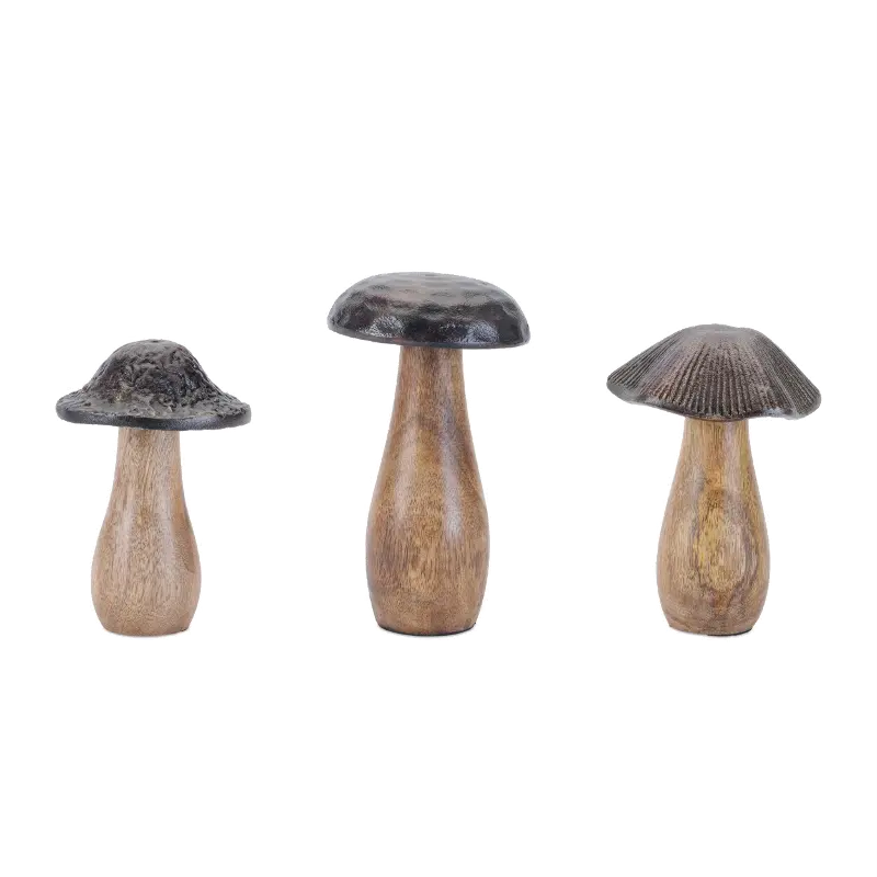 Wood Mushroom Set of 3
