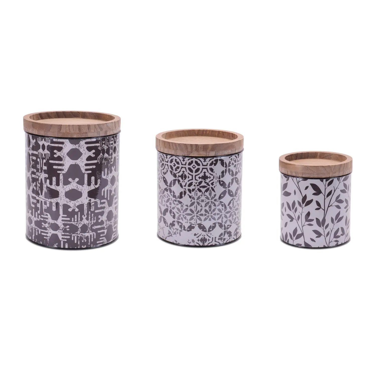 Magnolia Iron Wood Canisters Set of 3-1