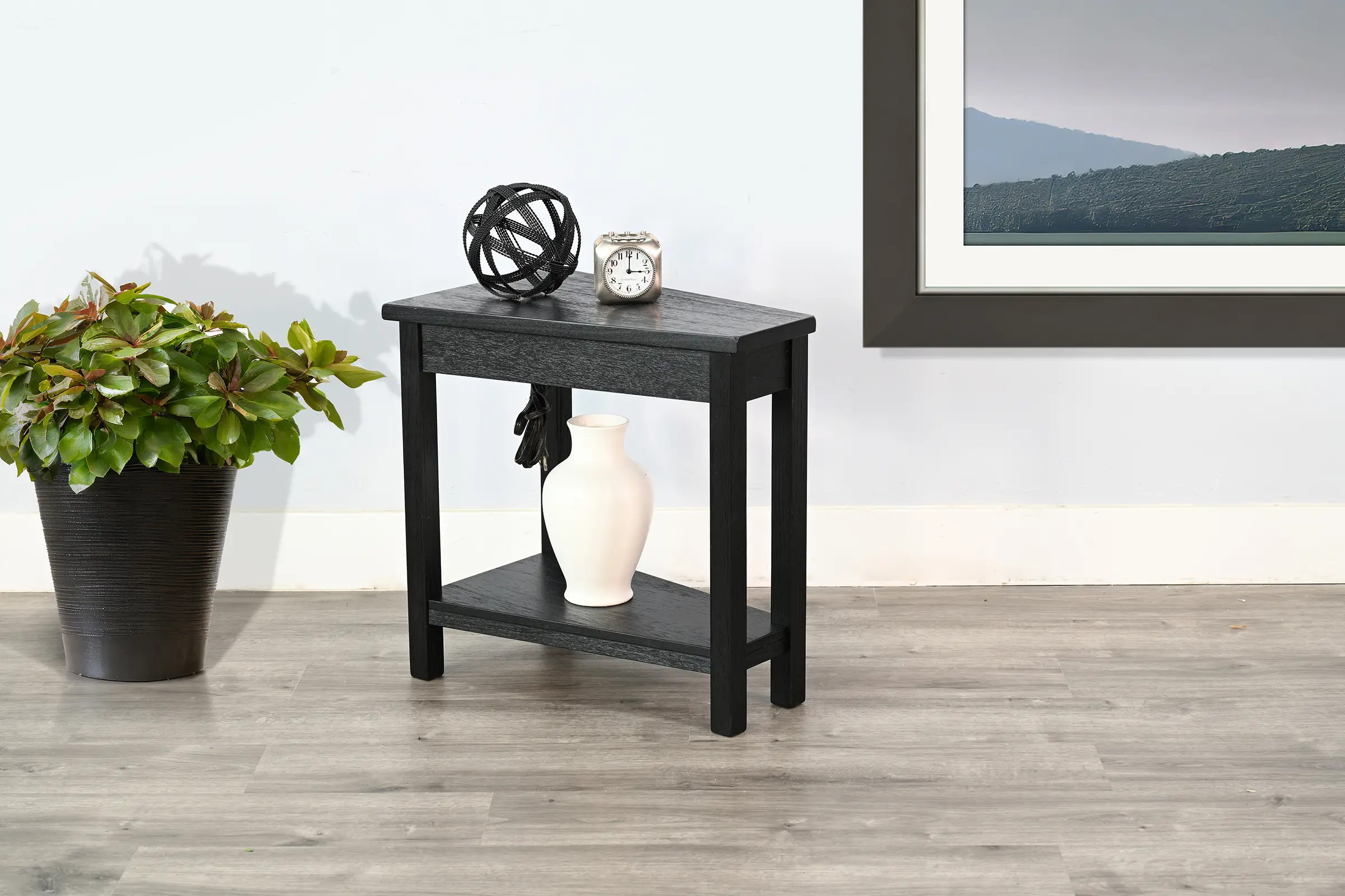 Wedge Black Chairside Table-2