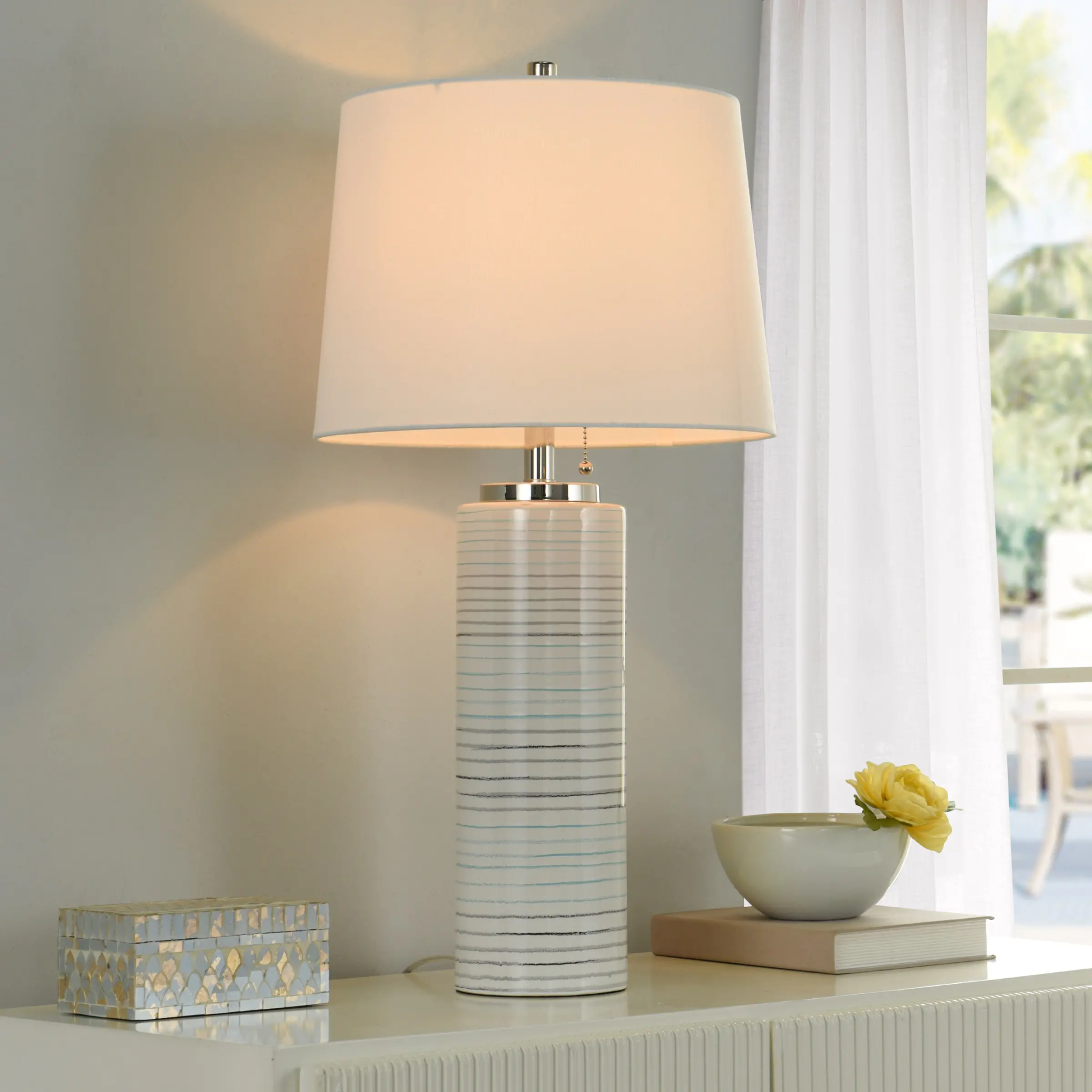 Pastel Turquoise and Gray Table Lamp-2