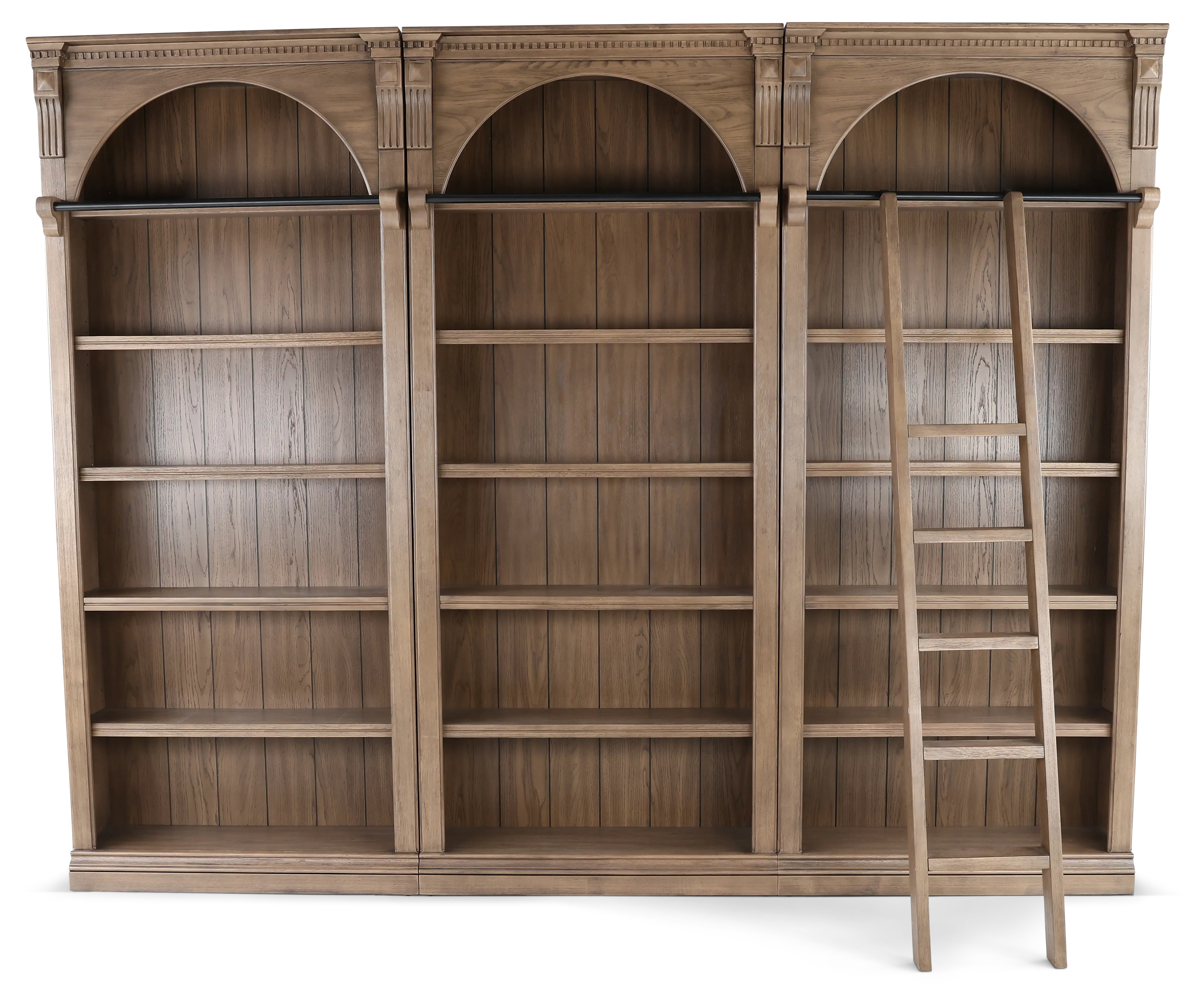 Stratton Brown Bookcases with Ladder-1