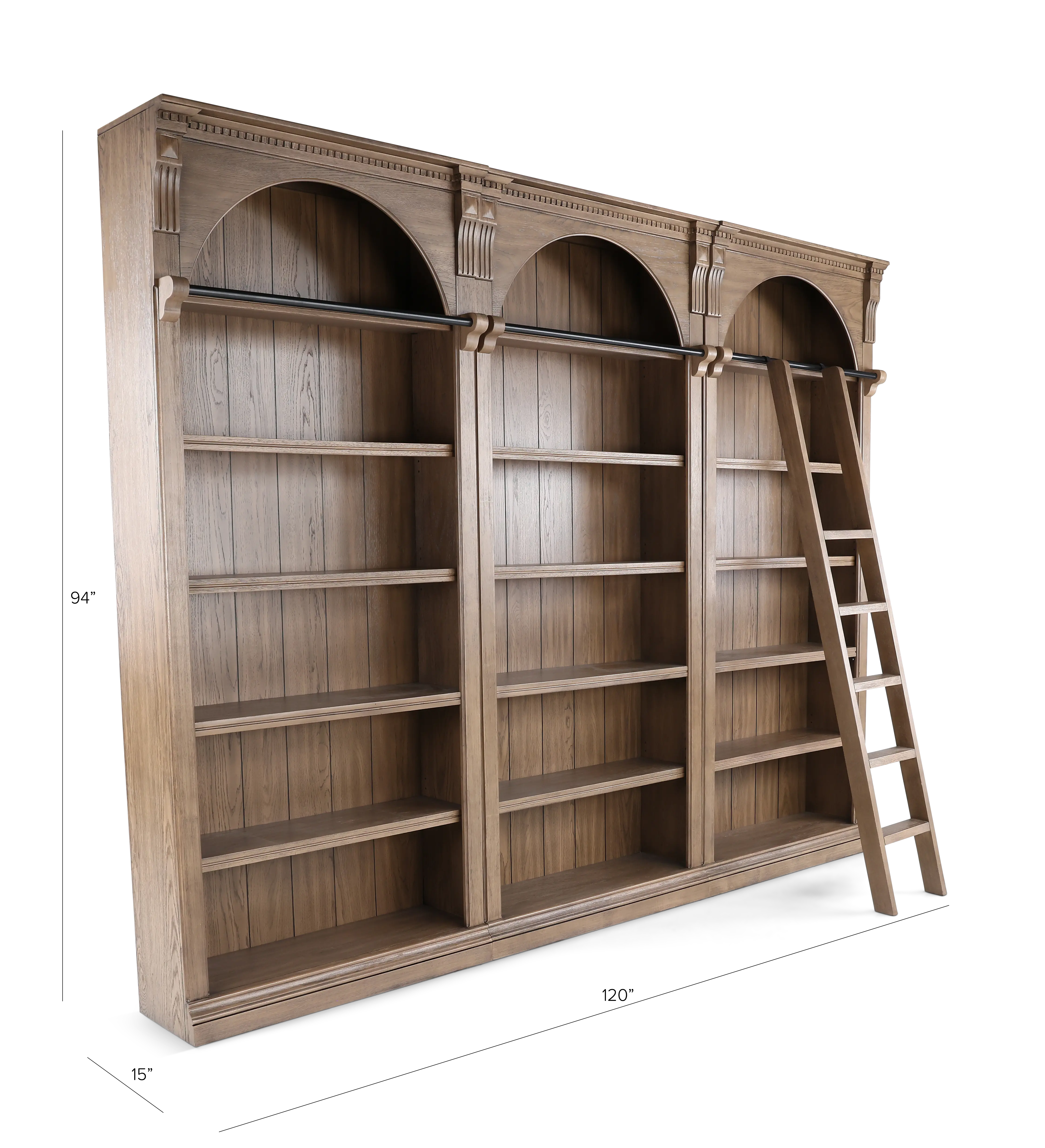 Stratton Brown Bookcases with Ladder-3