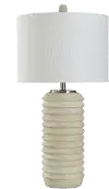 32 Brie and Brushed Steel Table Lamp