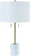 Gold Metal and White Marble Table Lamp
