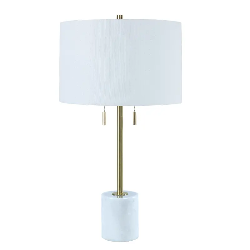 Gold Metal and White Marble Table Lamp
