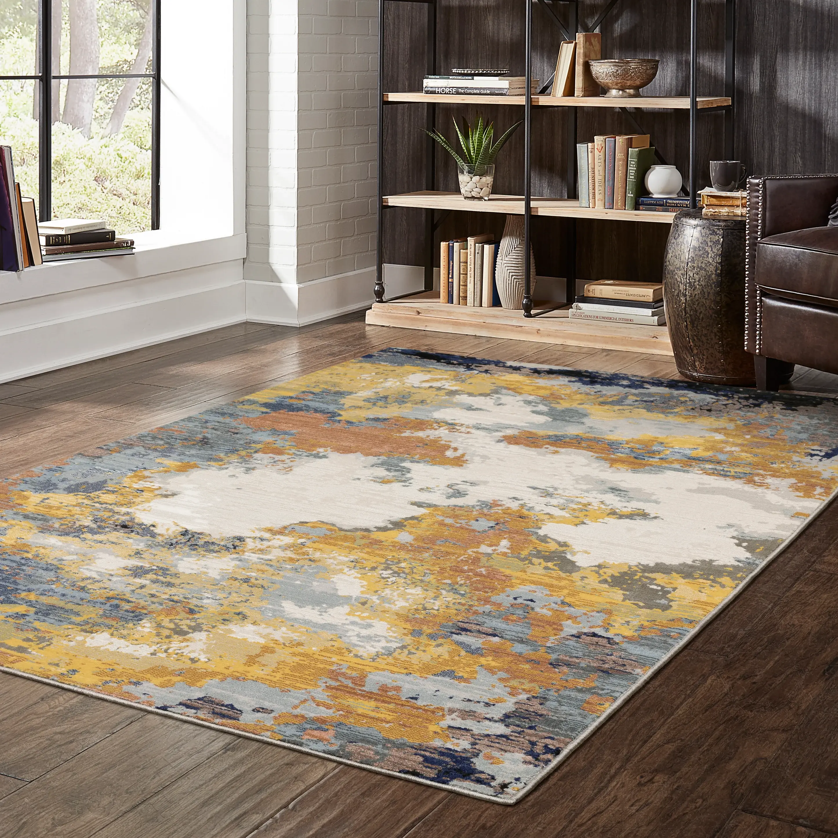 Caravan 8 x 11 Yellow and Blue Area Rug-4
