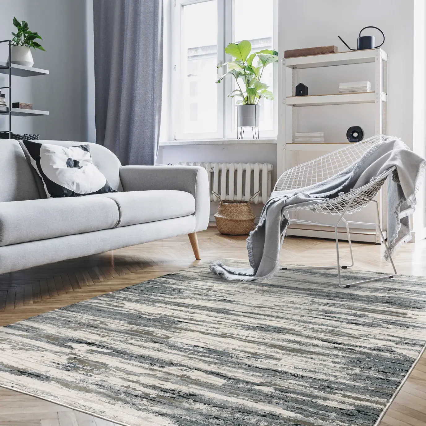Caravan 5 x 8 Beige Blue Area Rug-2
