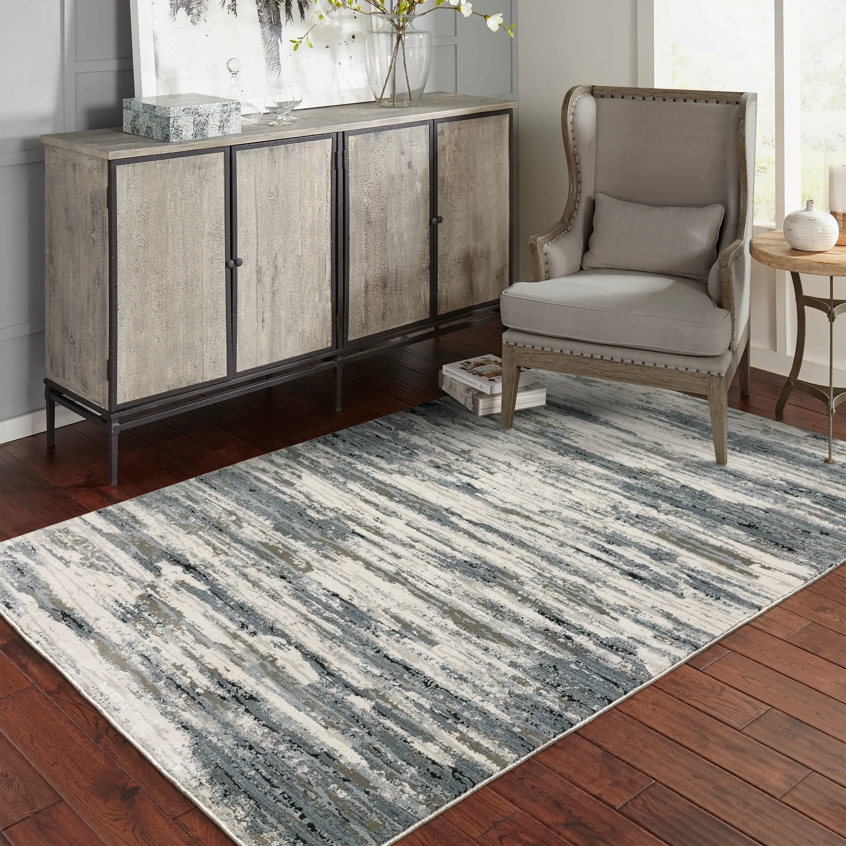 Caravan 5 x 8 Beige Blue Area Rug-4
