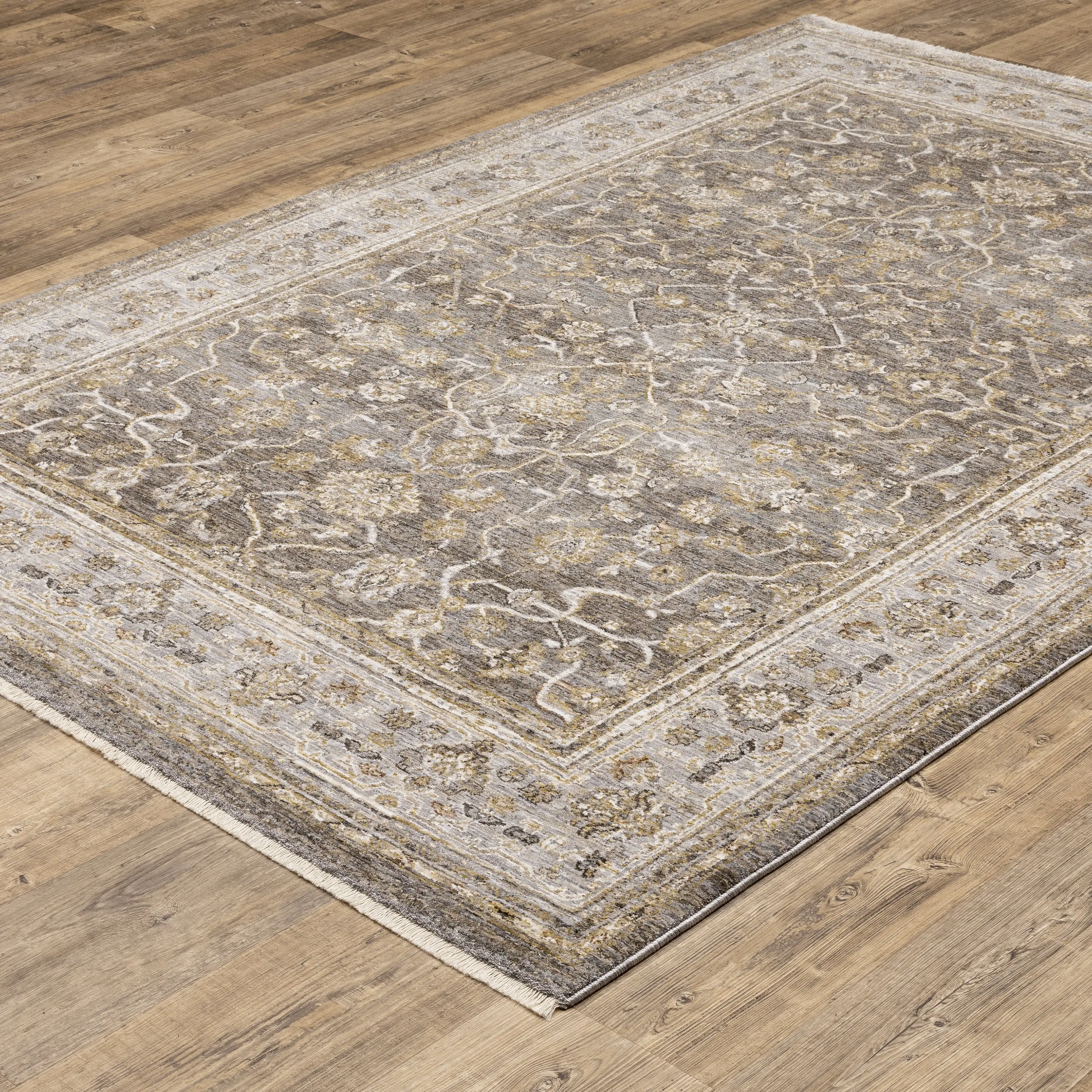 Maharaja 5 x 8 Gray and Gold Area Rug-4