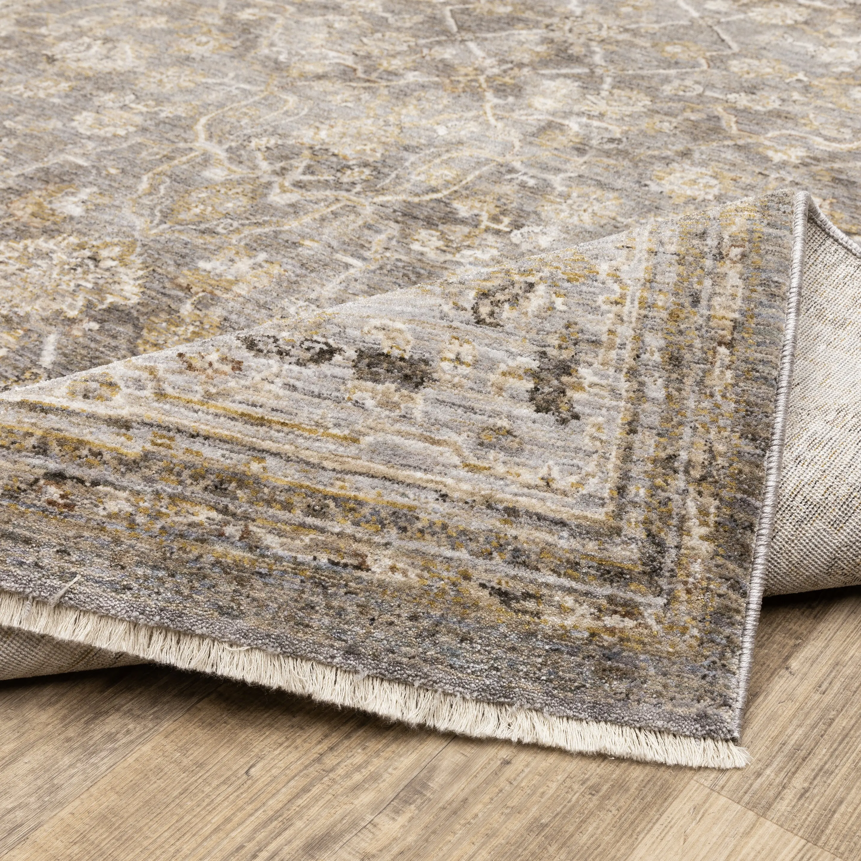 Maharaja 5 x 8 Gray and Gold Area Rug-7
