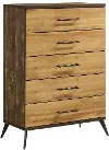 C0306A-N35 Pine Row Antique Natural and Brown Chest of Drawers