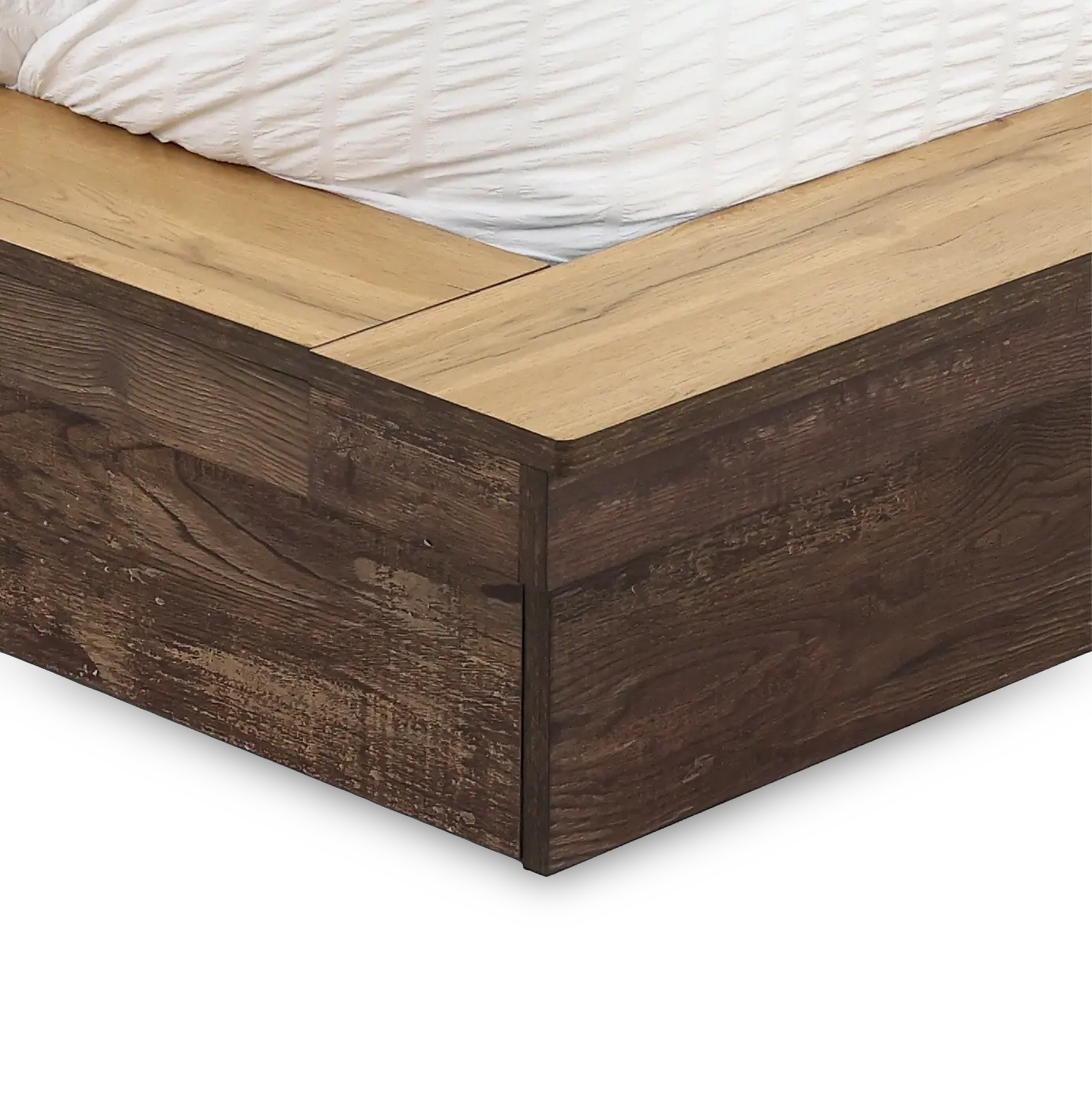 C0306-PR-BED6/6 Pine Row Natural and Brown King Platform Bed-9