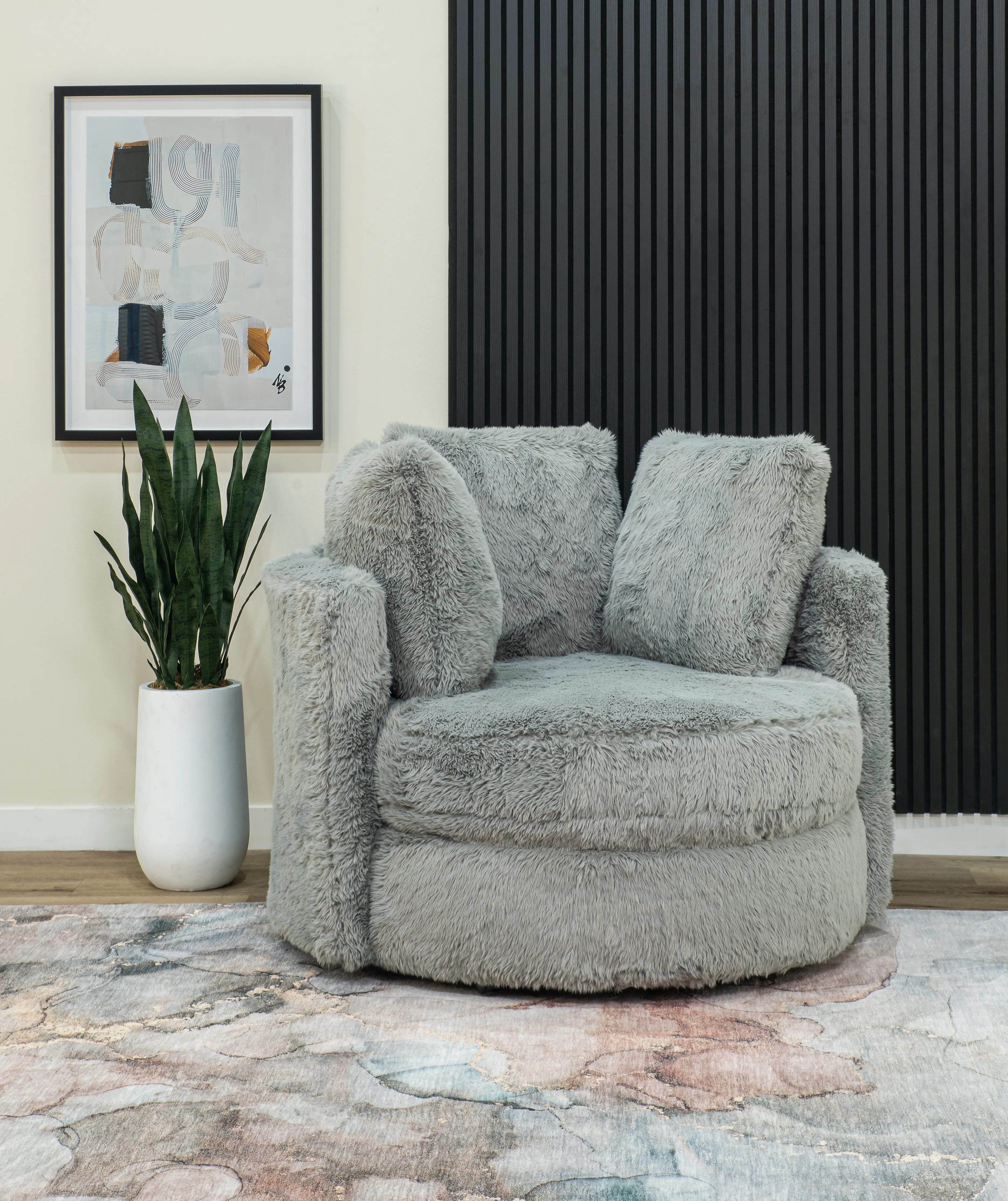 Rebecca Dove Fur Swivel Chair-2