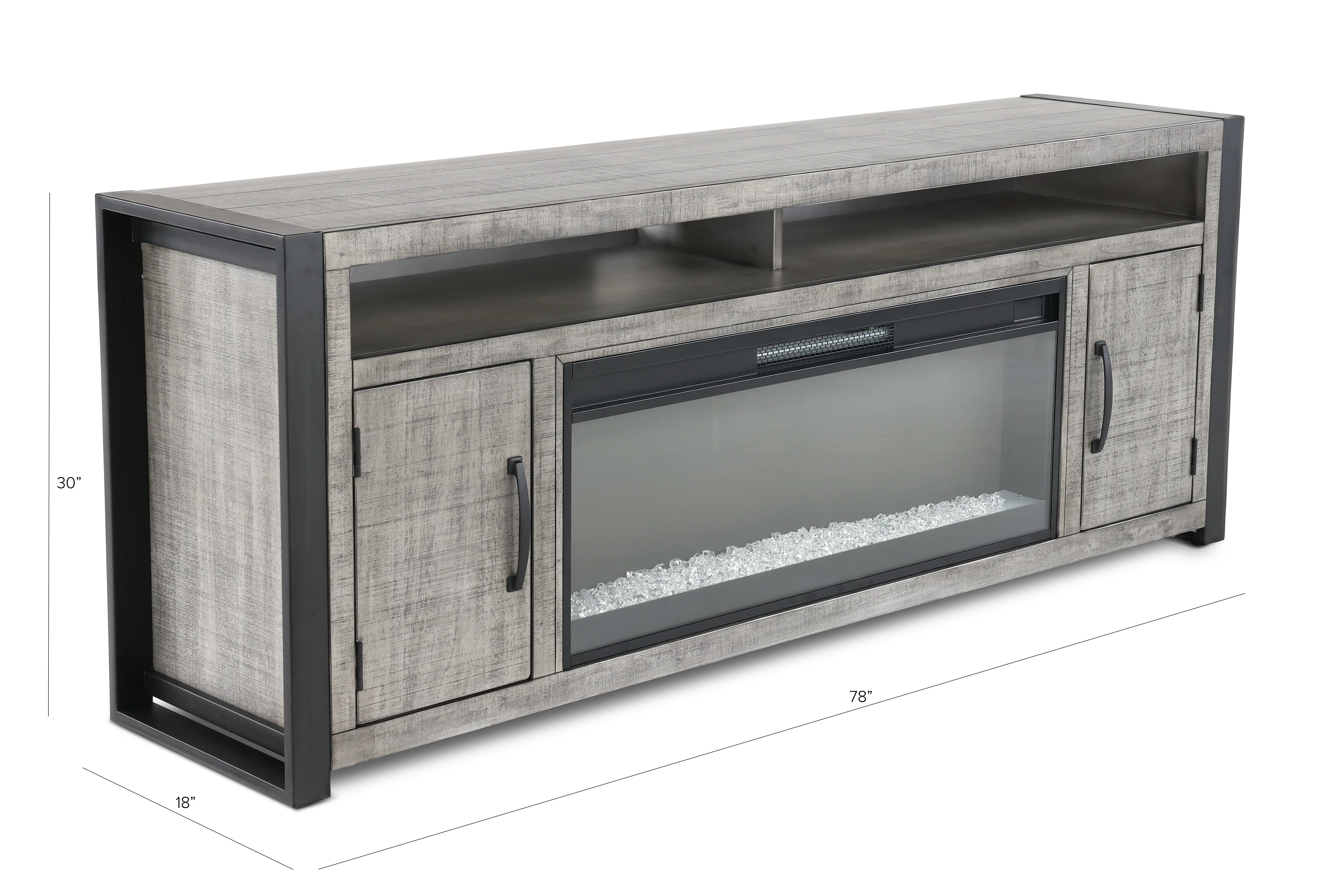 Ferrand Gray 78 Crystal Fireplace TV Stand-3
