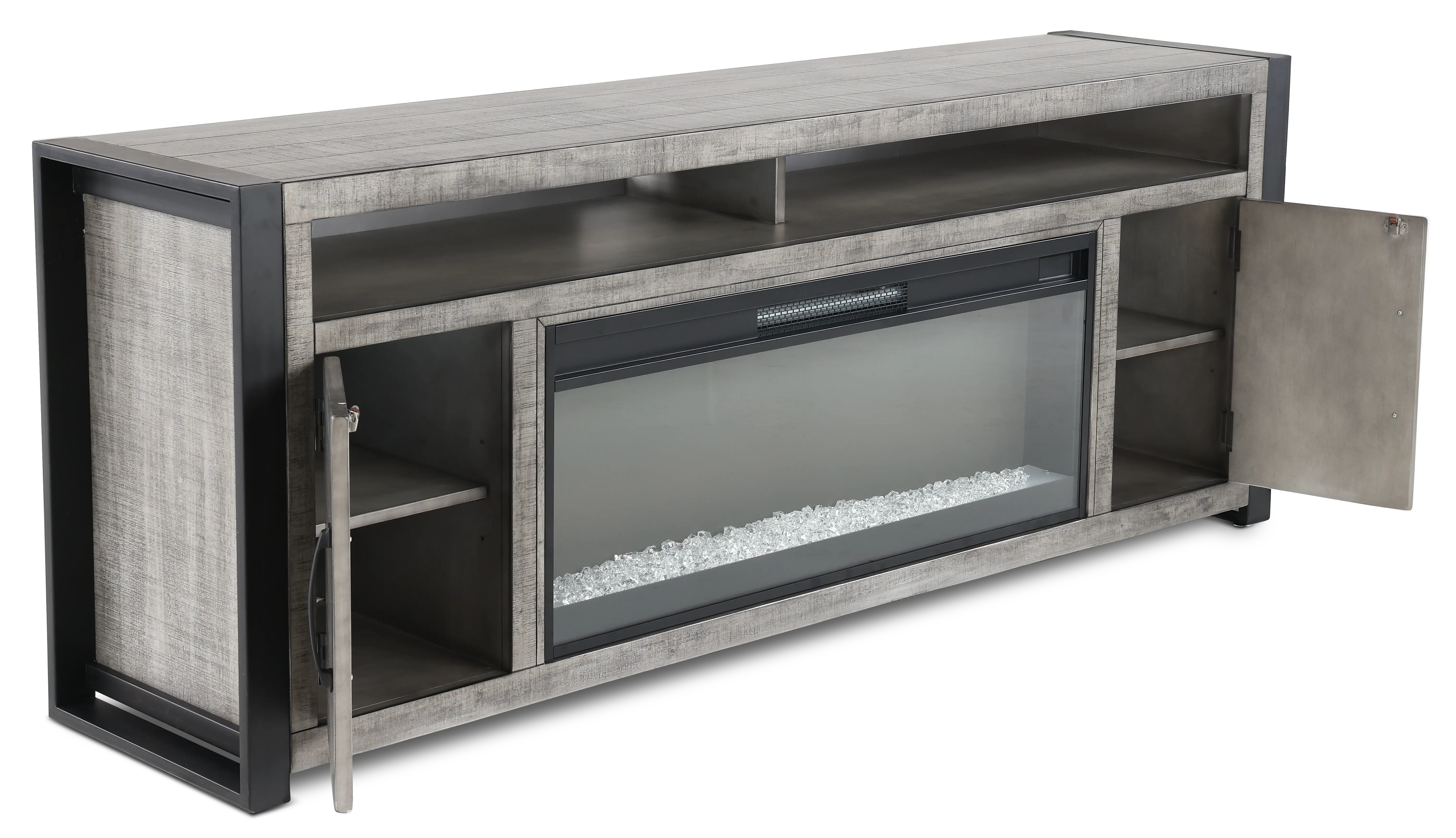 Ferrand Gray 78 Crystal Fireplace TV Stand-4