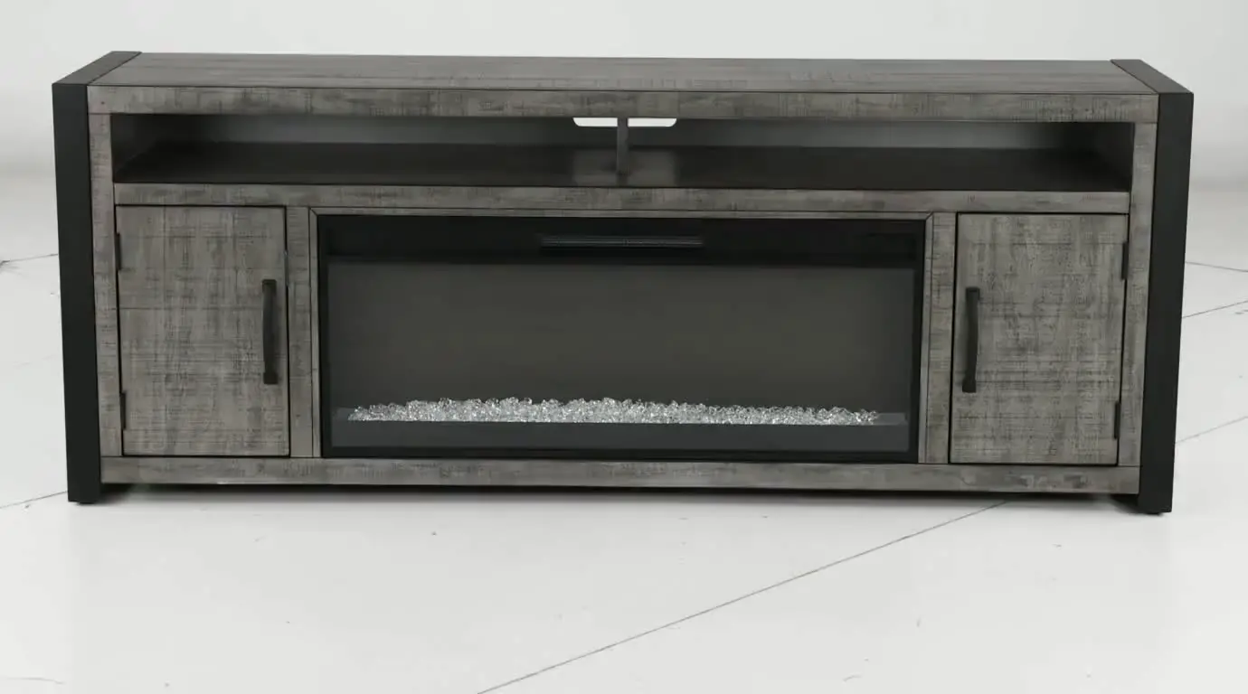 Ferrand Gray 78 Crystal Fireplace TV Stand-5