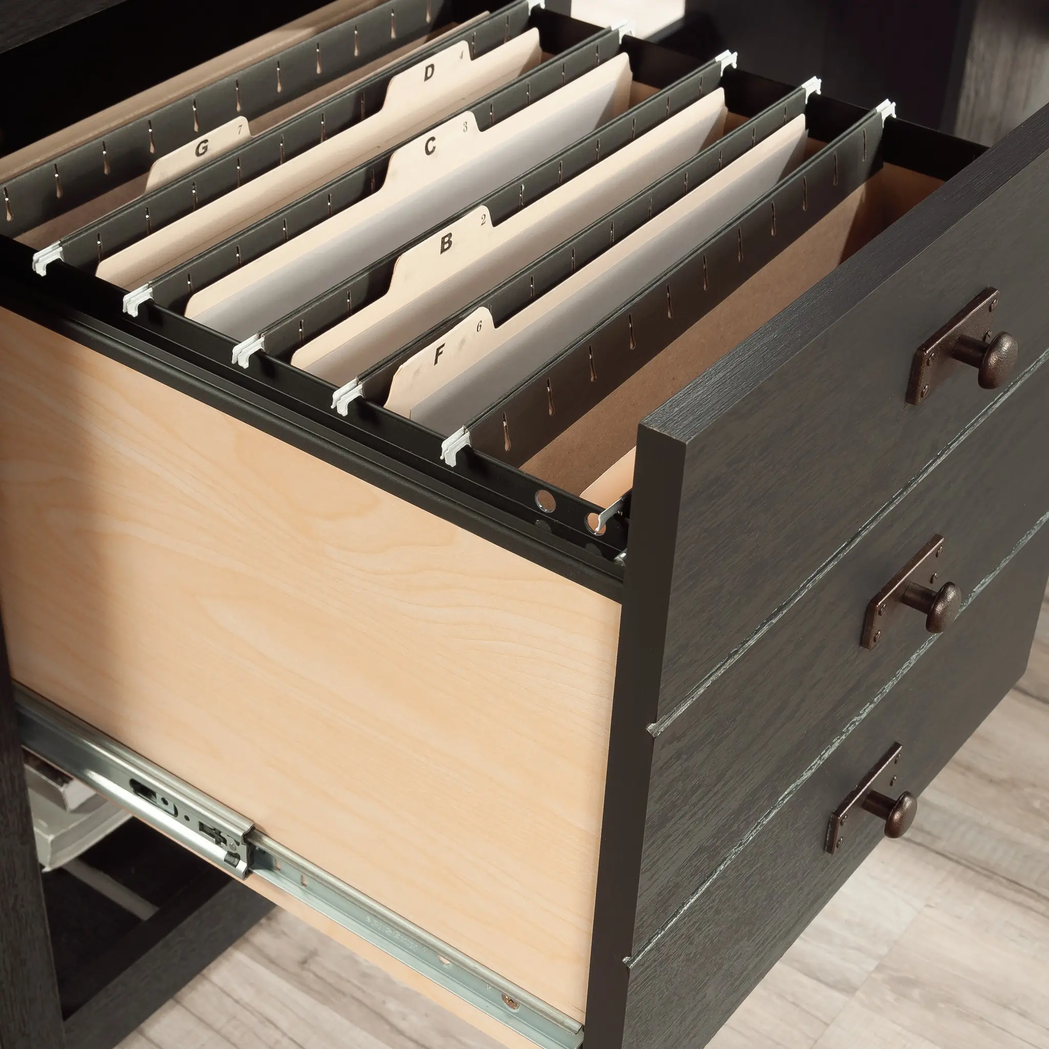 Raven Black and Tan L-Shaped Desk-10