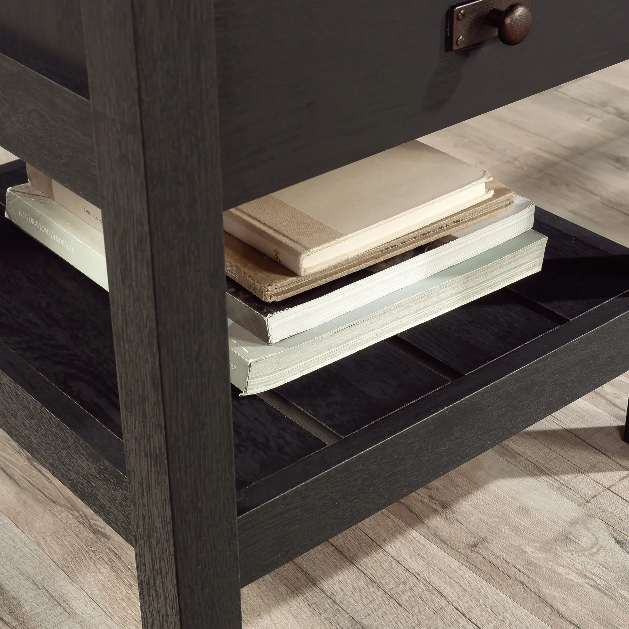 Raven Black and Tan L-Shaped Desk-11