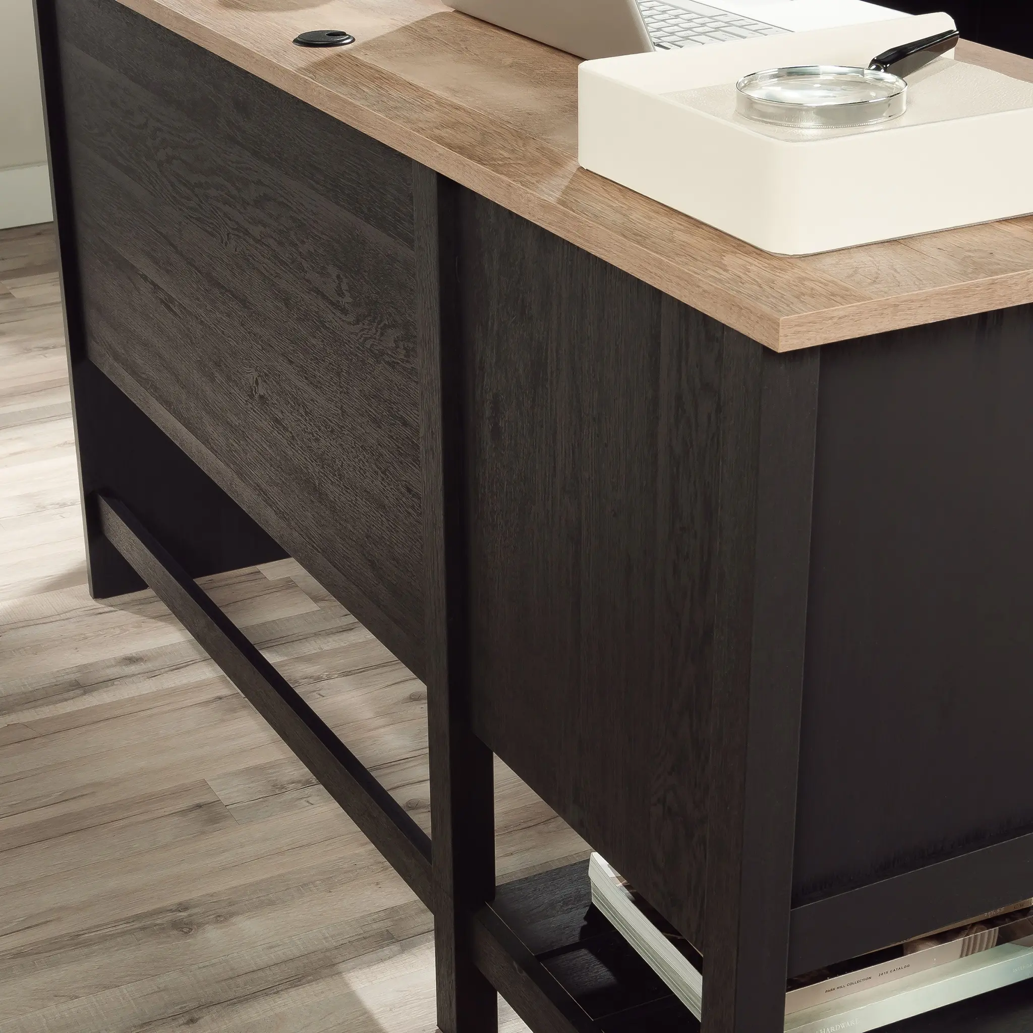 Raven Black and Tan L-Shaped Desk-13