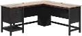 Raven Black and Tan L-Shaped Desk