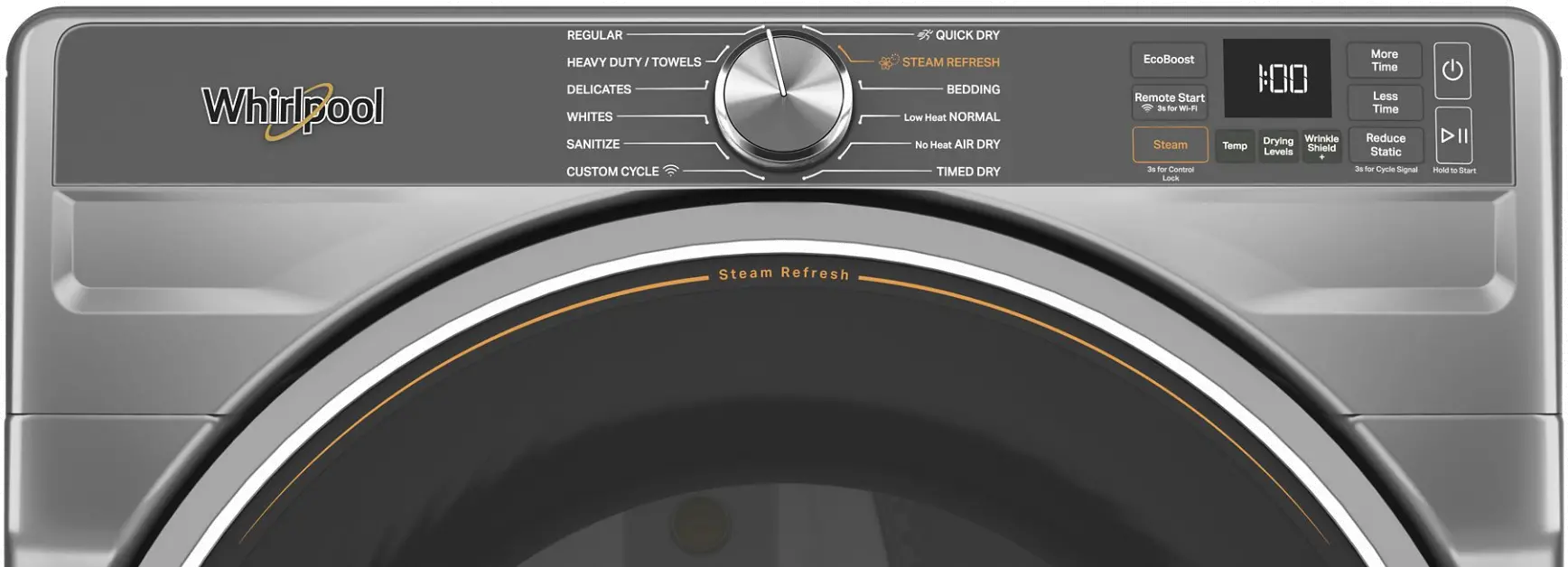 WGD6720RR Whirlpool 7.4 Cu Ft Smart Gas Dryer with Steam - Radiant Silver-4