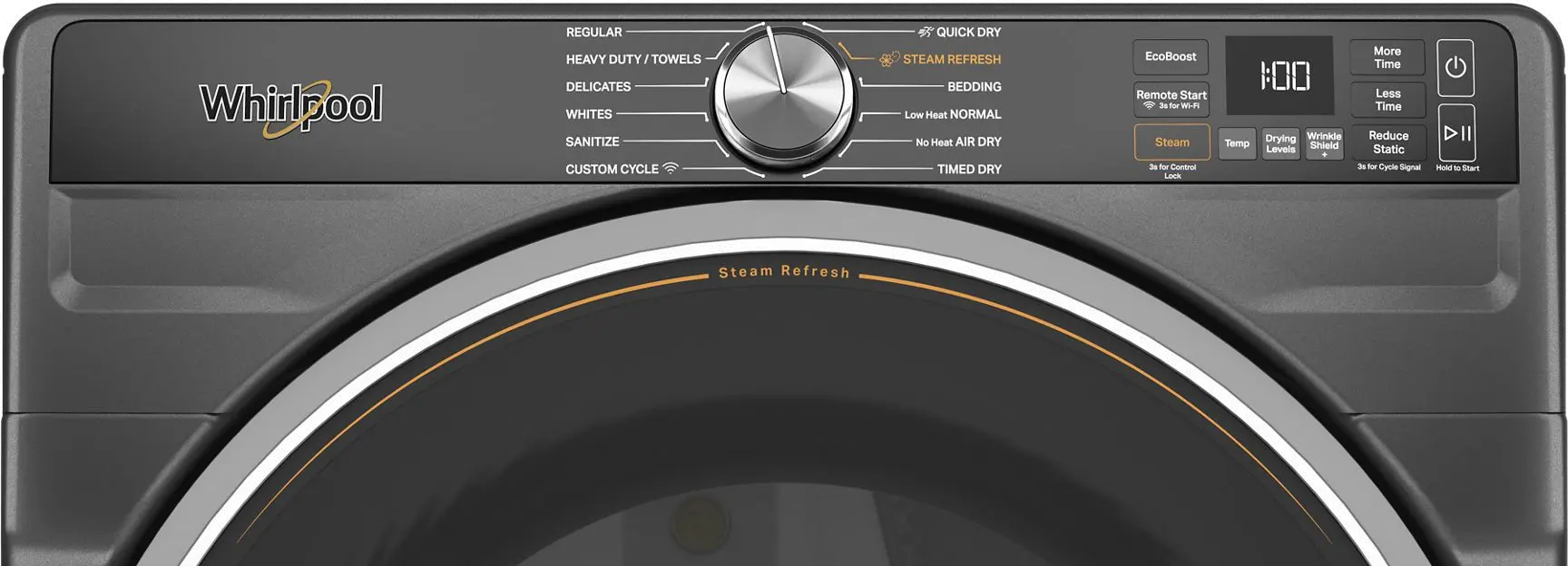 WGD6720RU Whirlpool 7.4 Cu Ft Smart Gas Dryer with Steam - Volcano Black-5