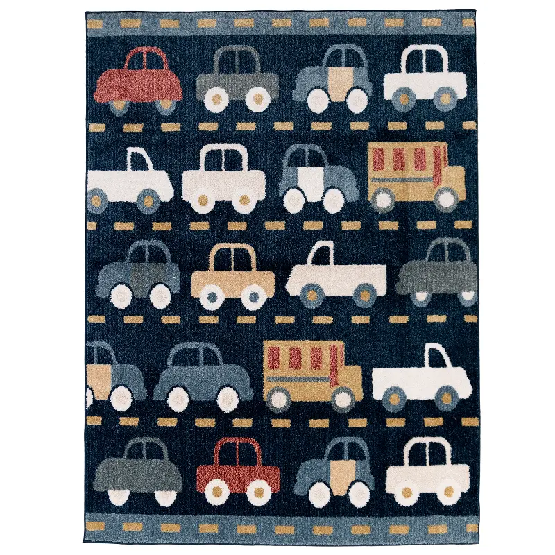 Playroom 5 x 7 Traffic Navy Area Rug