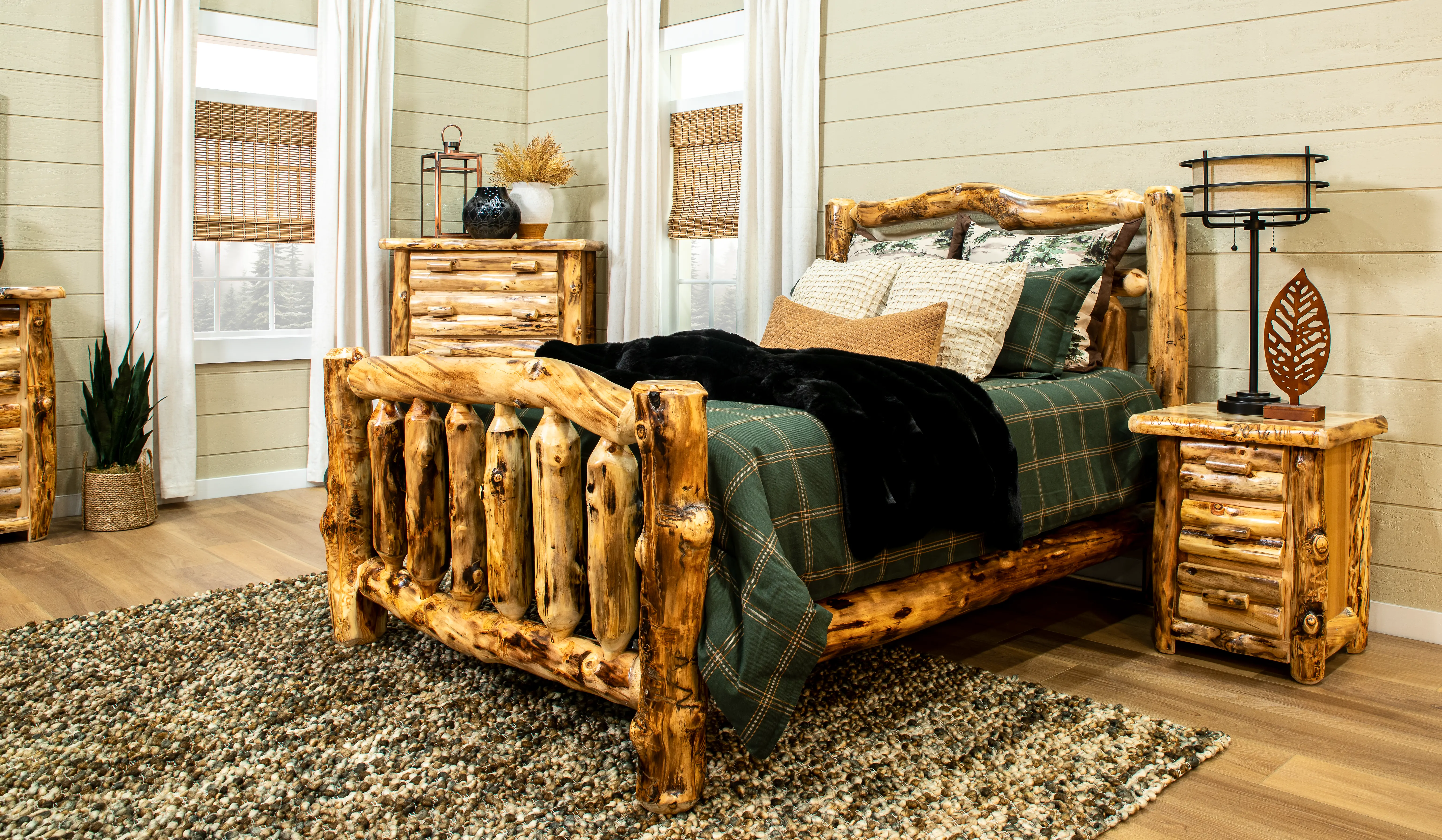 Aspen Natural Log King Bed-10