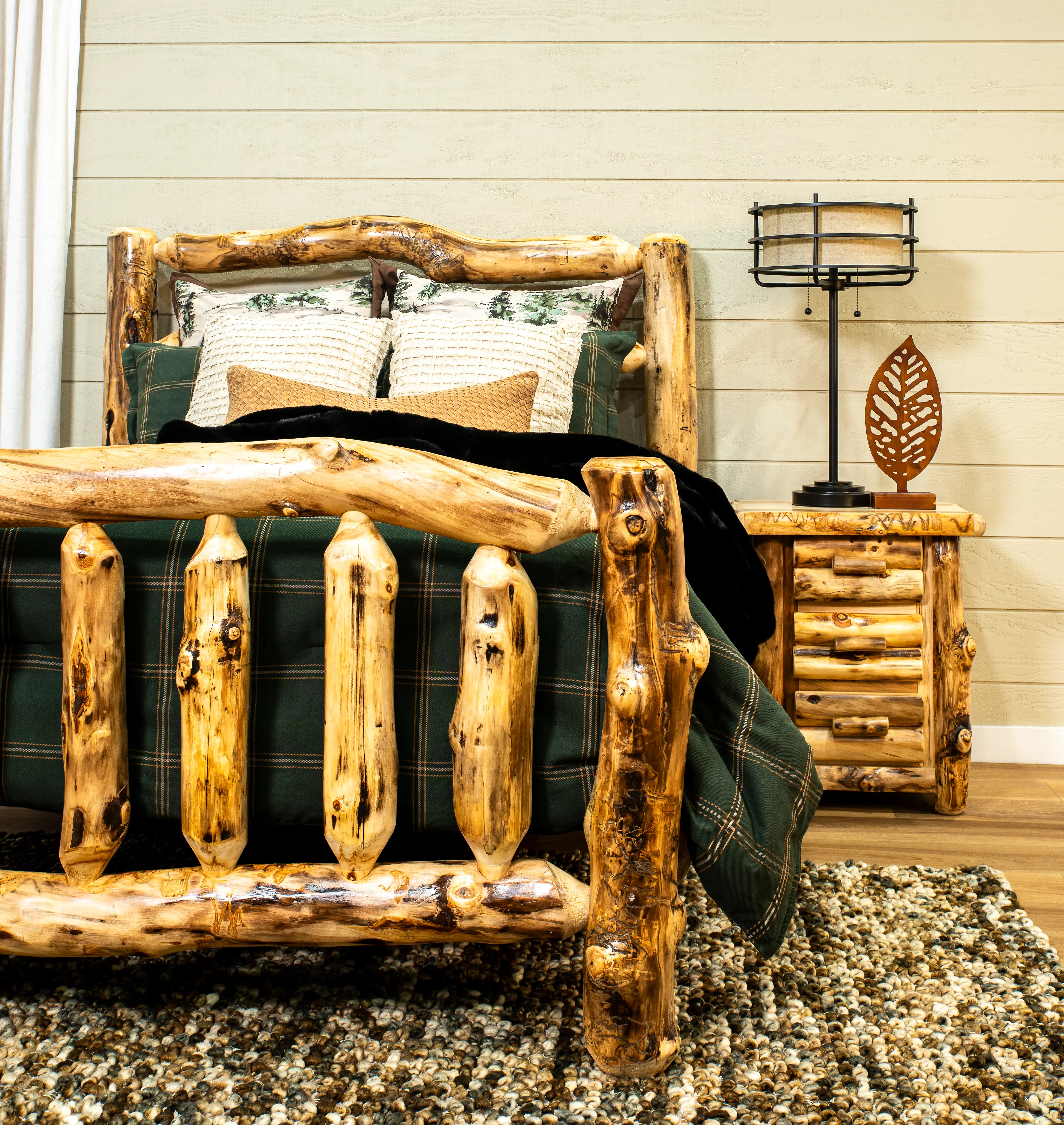 Aspen Natural Log King Bed-11