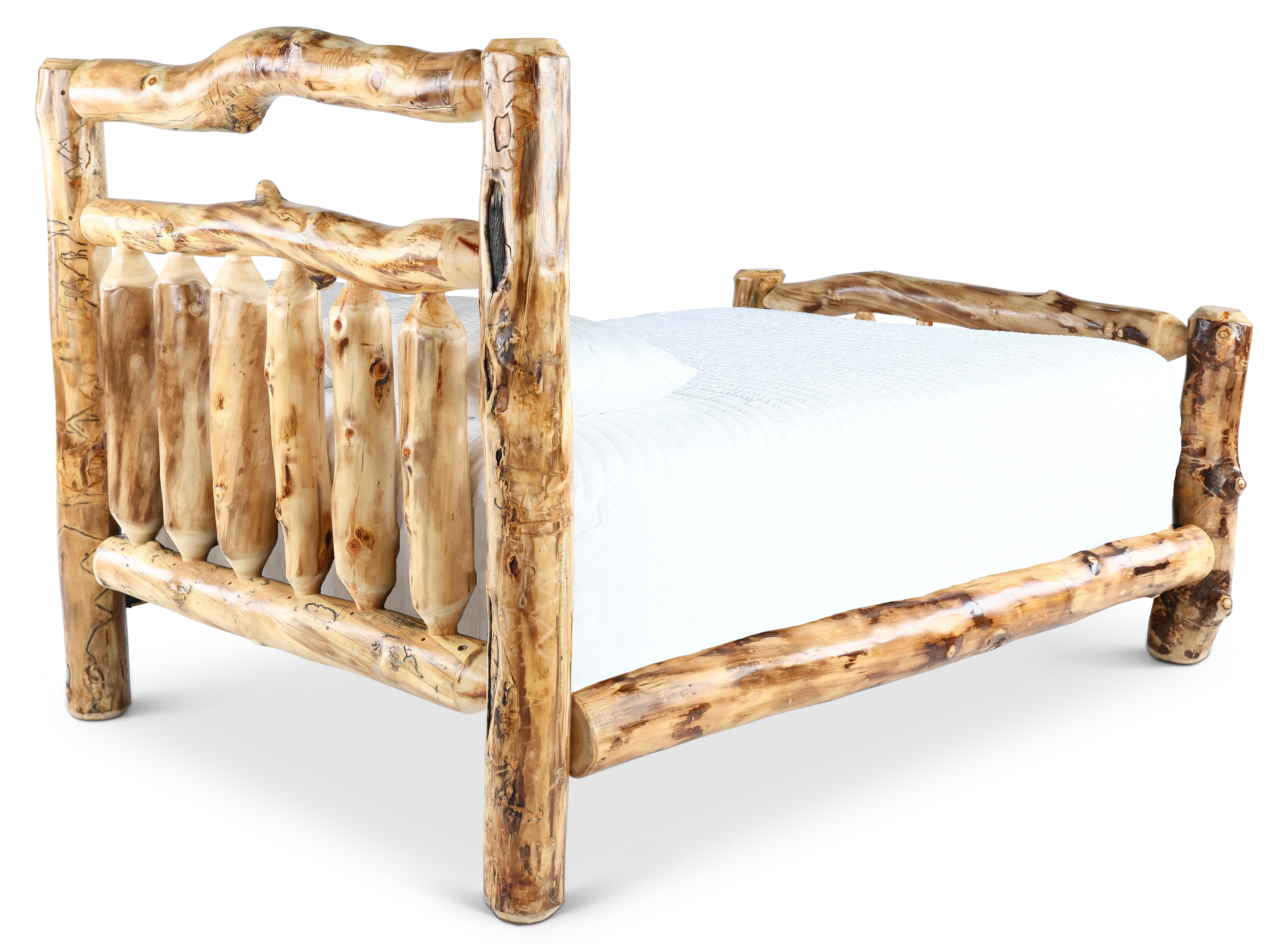 Aspen Natural Log King Bed-7