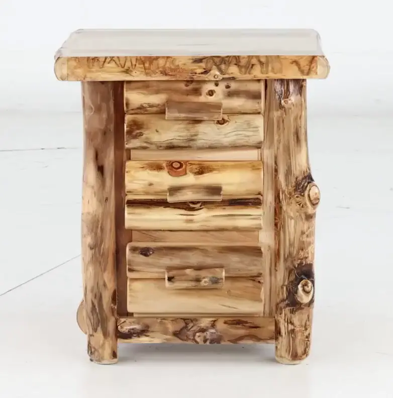 Aspen Natural Log Nightstand-5