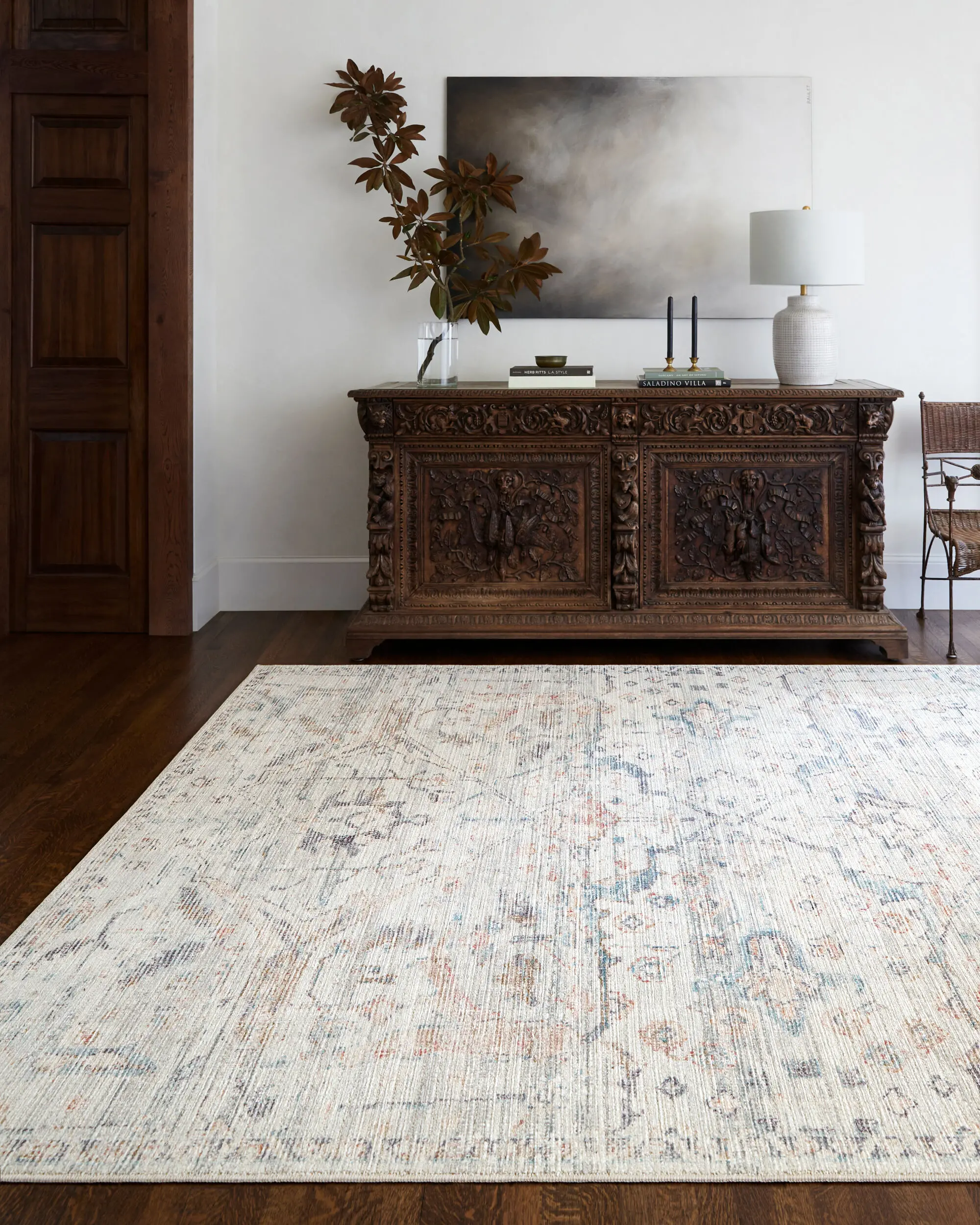 BOMN2309-537 Marlene 5 x 7 Cream and Blue Rug-2