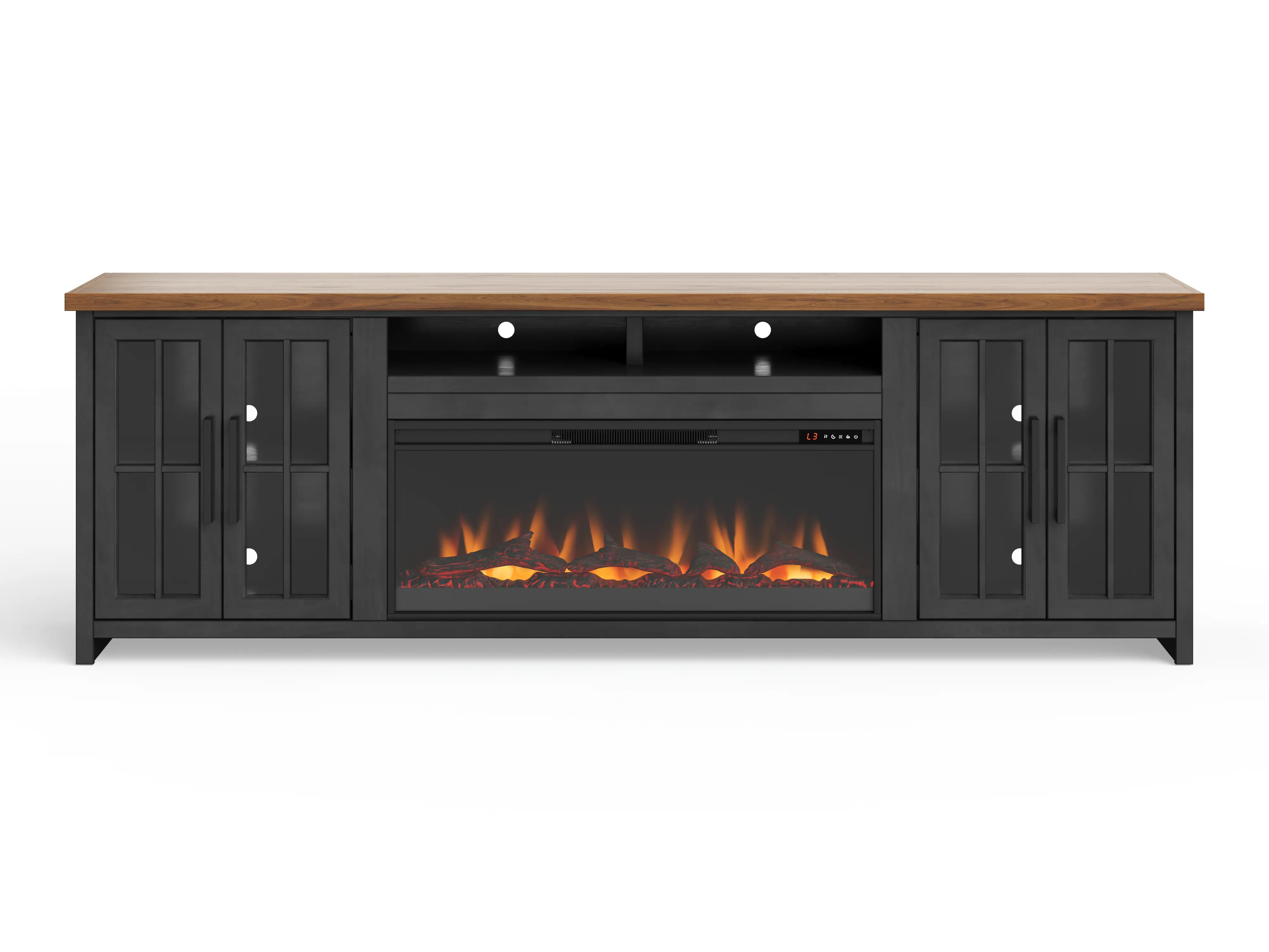 Essex Black and Brown 96 Fireplace TV Stand-1